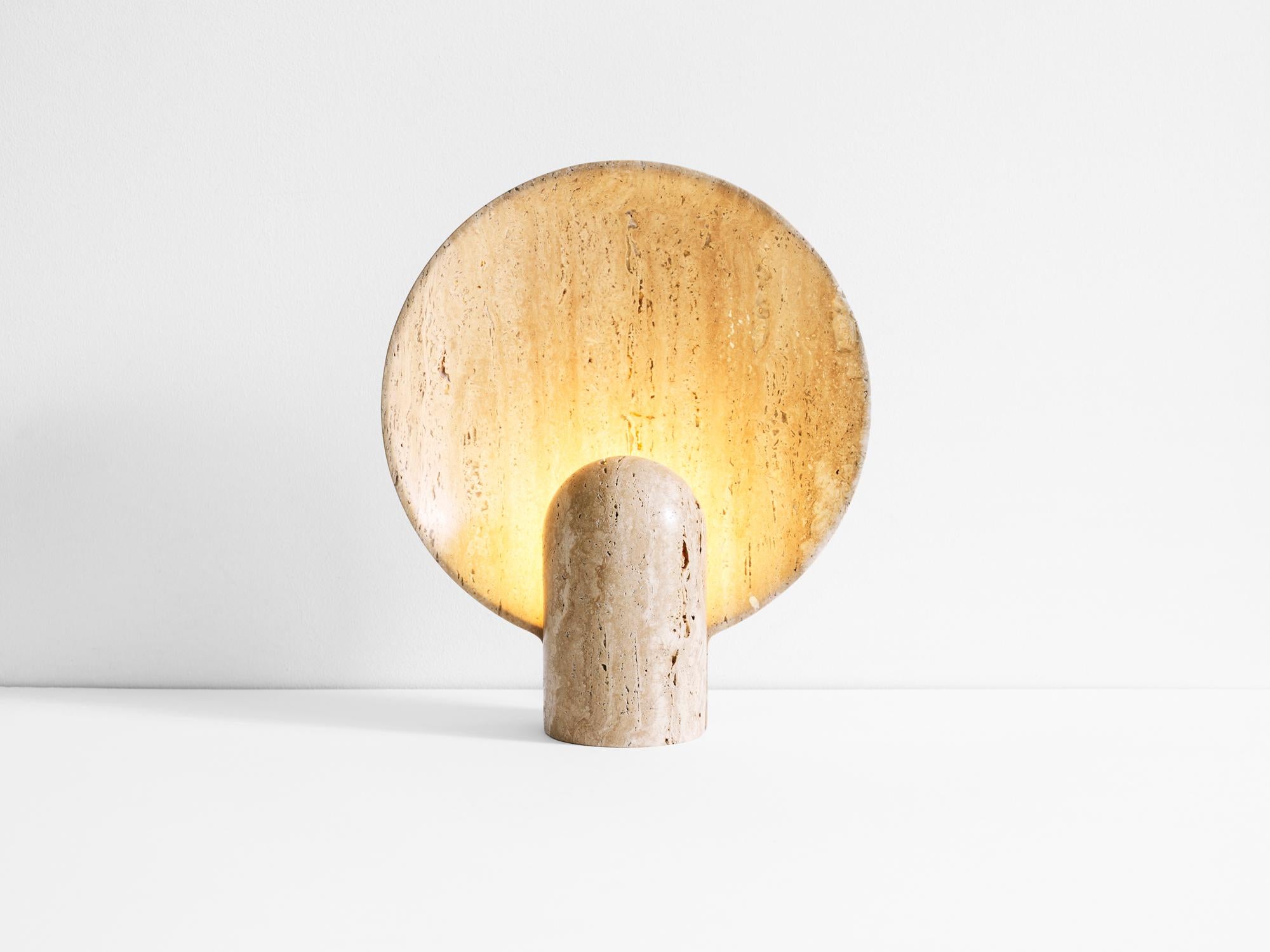 Modern Surface, Travertine Sculpted Lamp by Henry Wilson