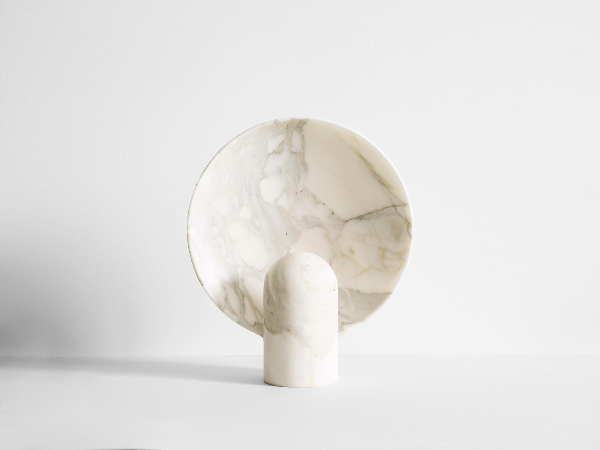 Marble Surface, Travertine Sculpted Lamp by Henry Wilson