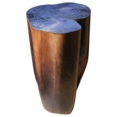 Sculpted Walnut and Steel Side Table by Jules Lobgeois