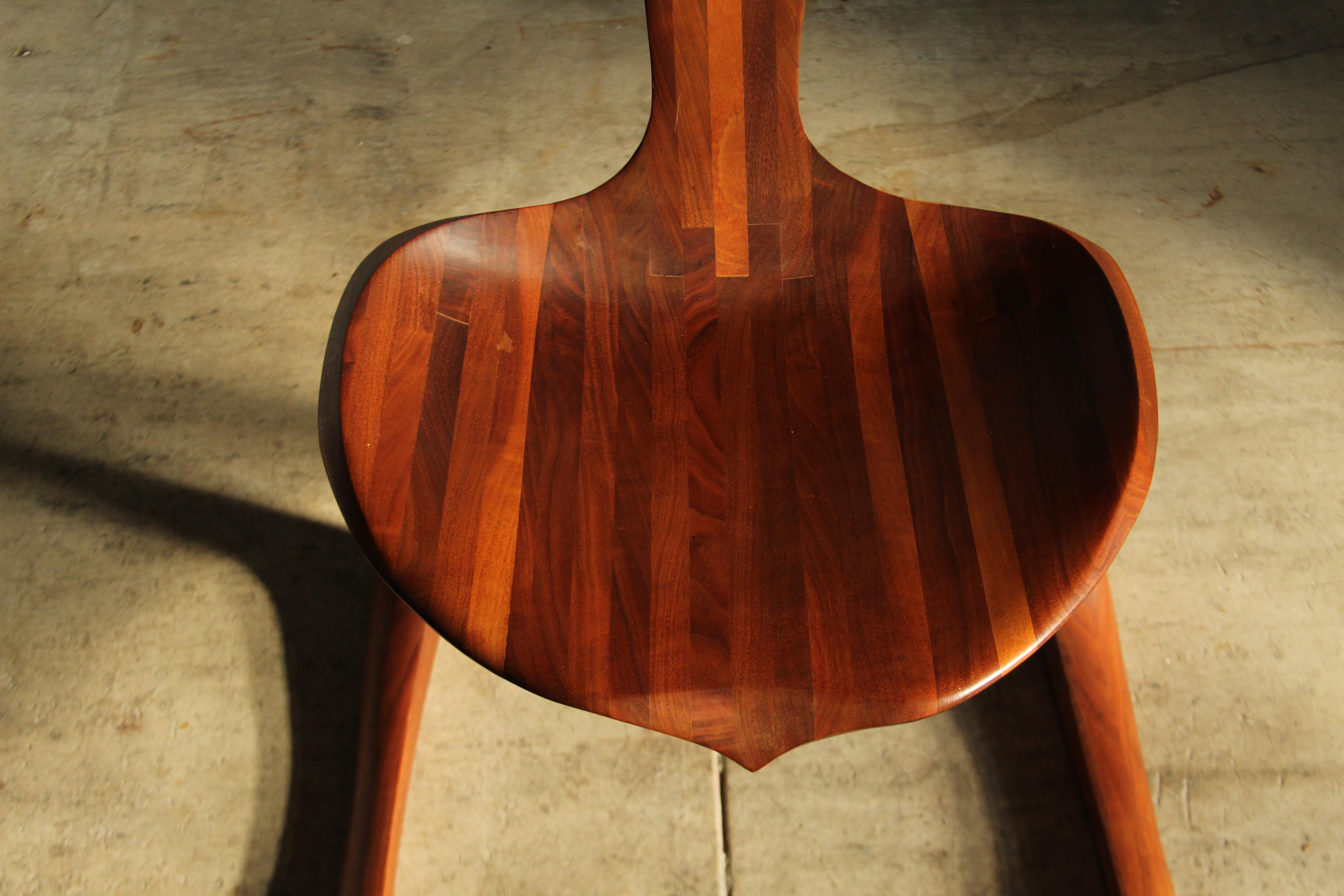 Sculpted Walnut California Studio Craft Chair Attributed to Larry Hunter, 1980 4