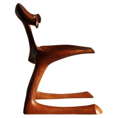 Sculpted Walnut California Studio Craft Chair Attributed to Larry Hunter, 1980
