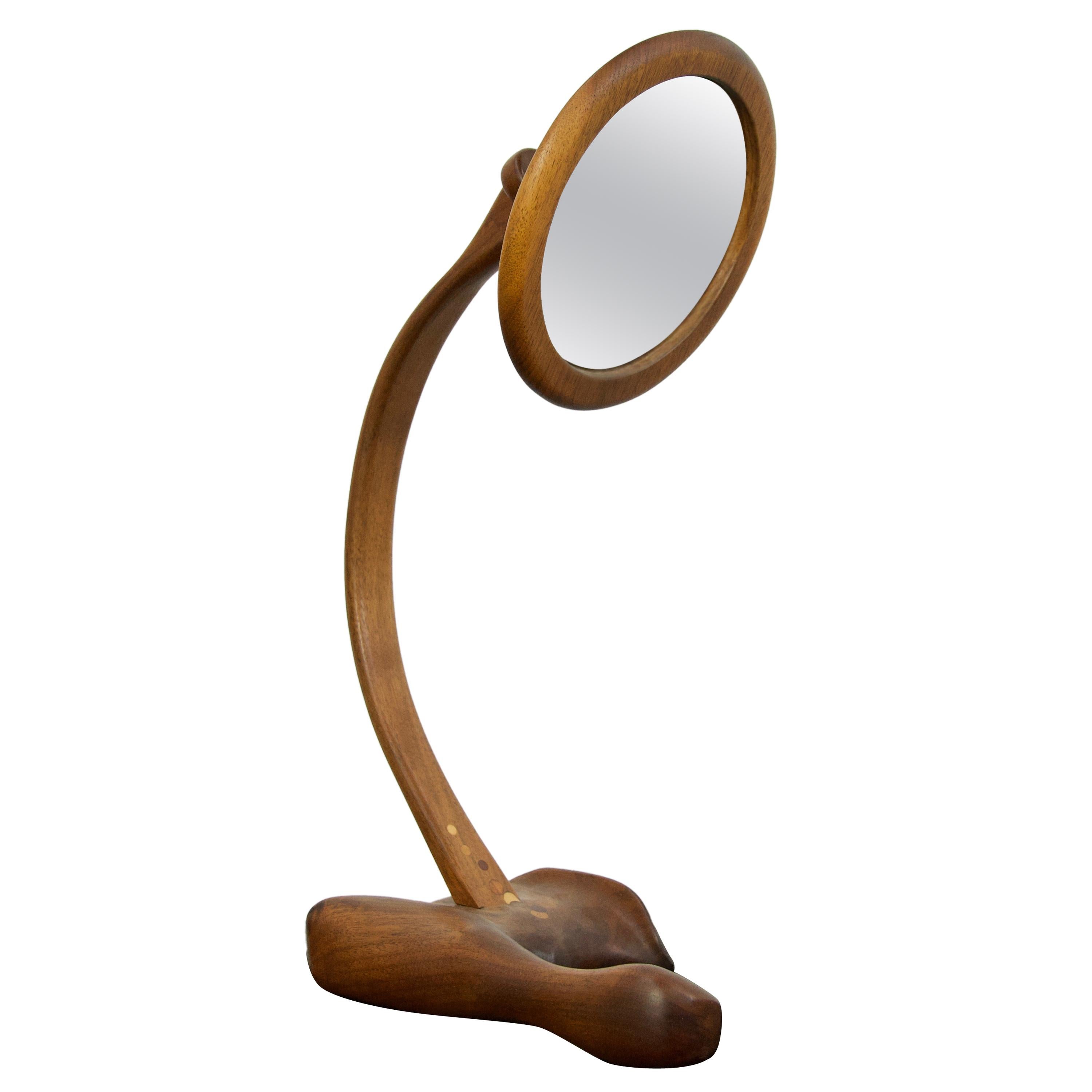 Sculpted Walnut Craft Mirror For Sale