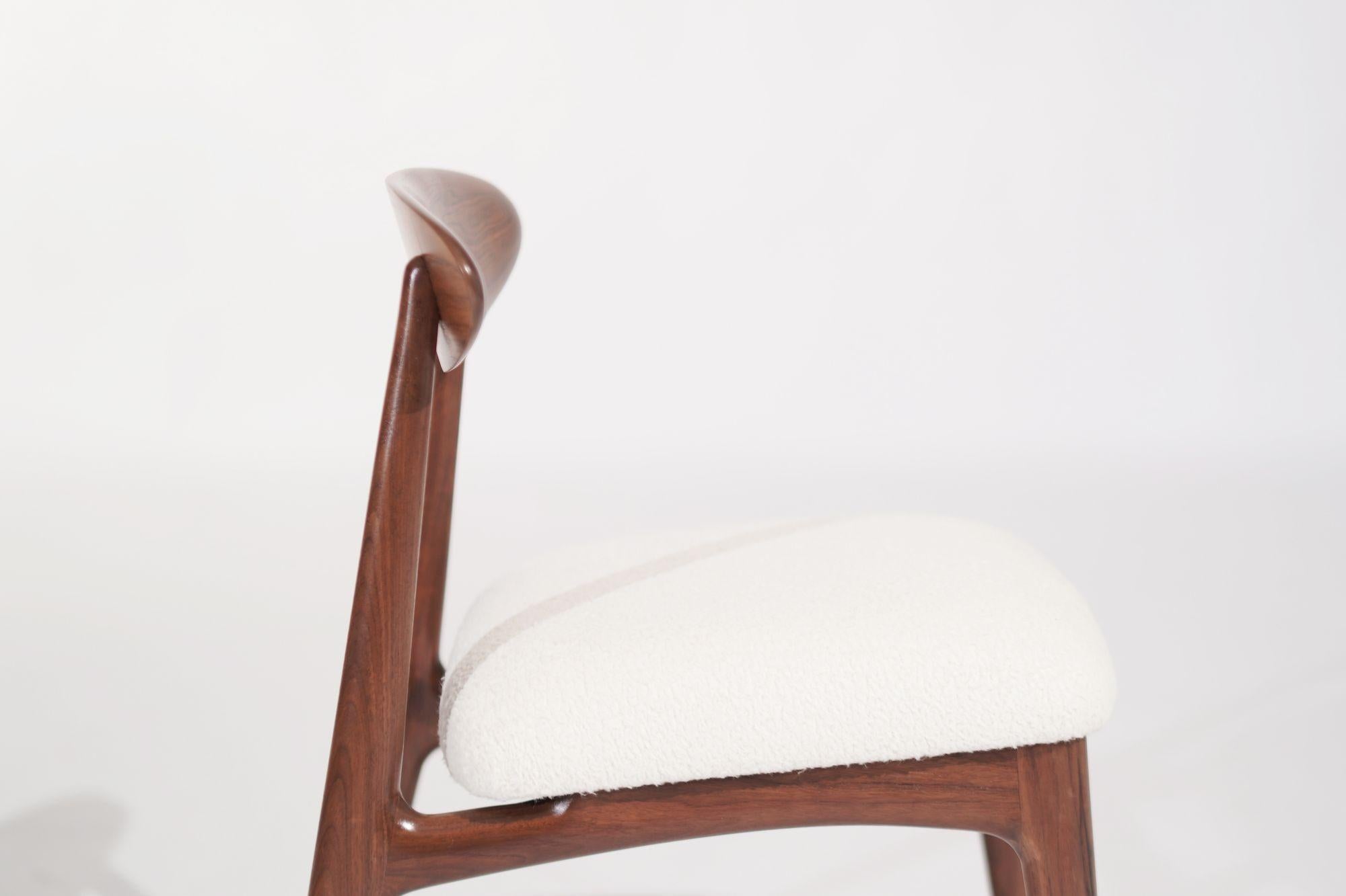 Mohair Sculpted Walnut Desk Chair by C. Stan Morris, C. 1967 For Sale