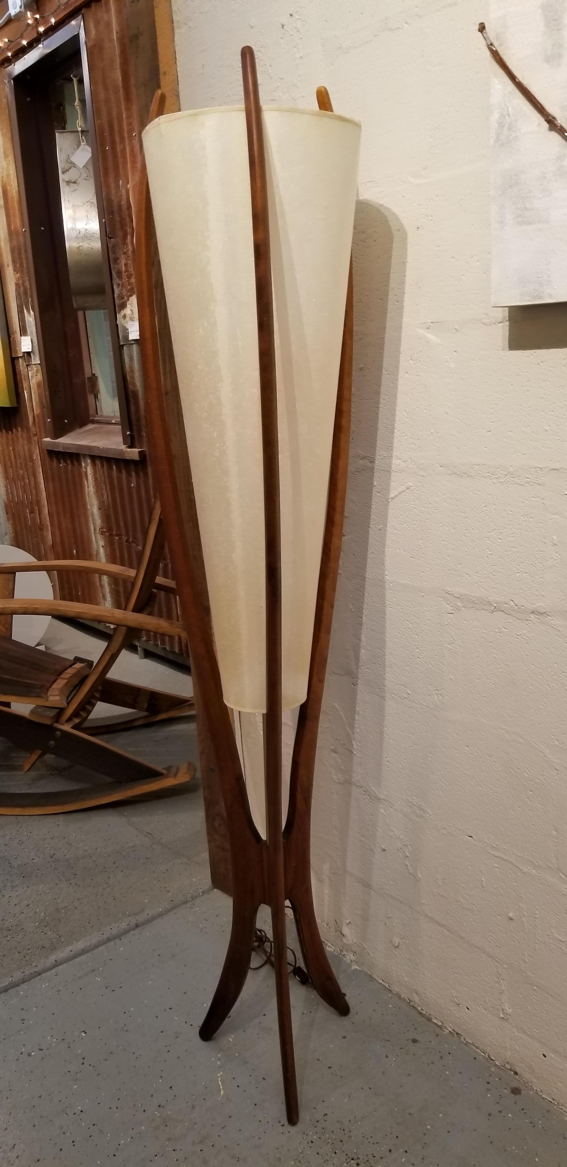 American Sculpted Walnut Floor Lamp