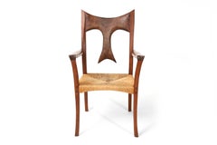 Studio Crafted Nussbaum & Raffia Midcentury Sessel