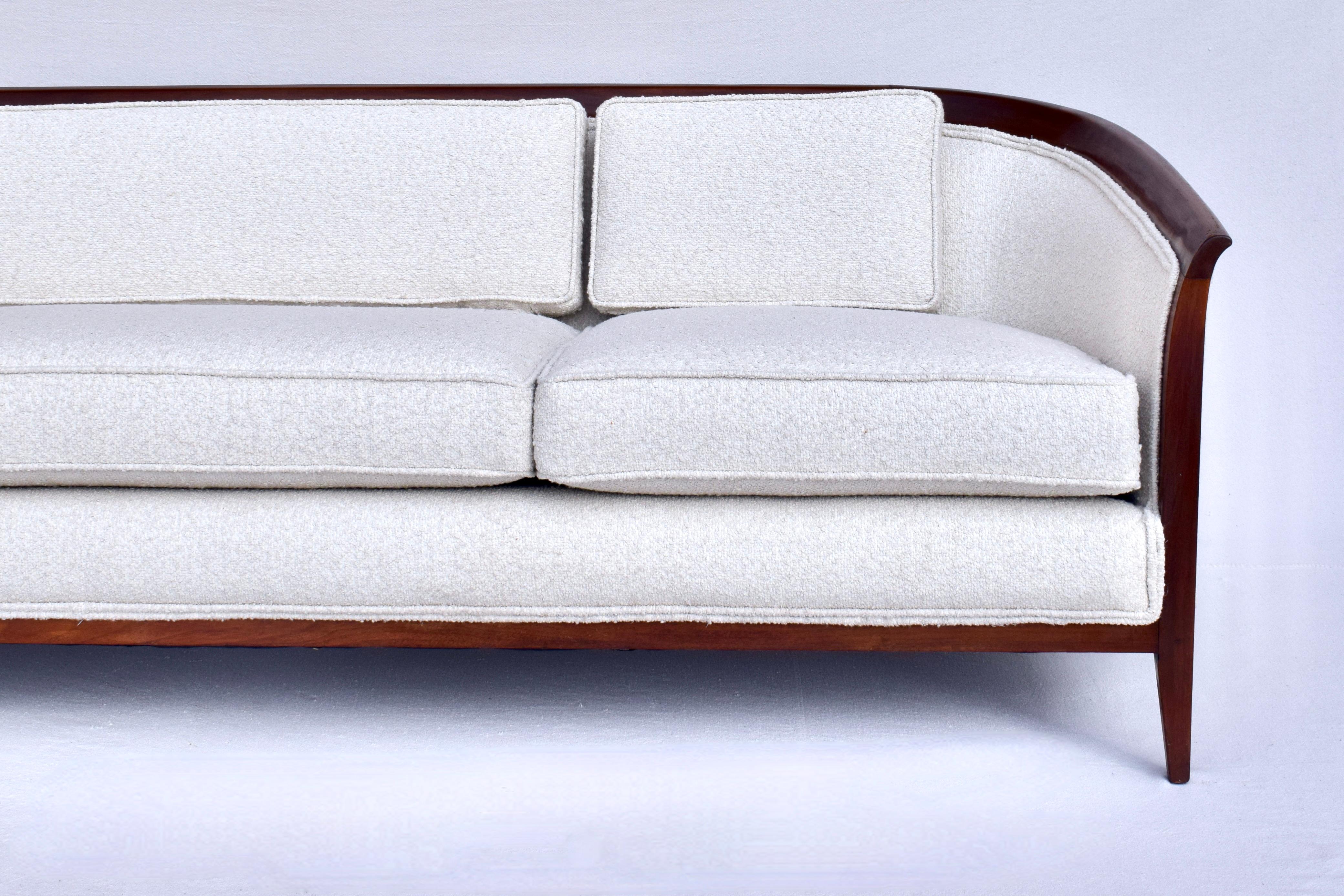 American Sculpted Walnut Sofa by Erwin Lambeth For Sale