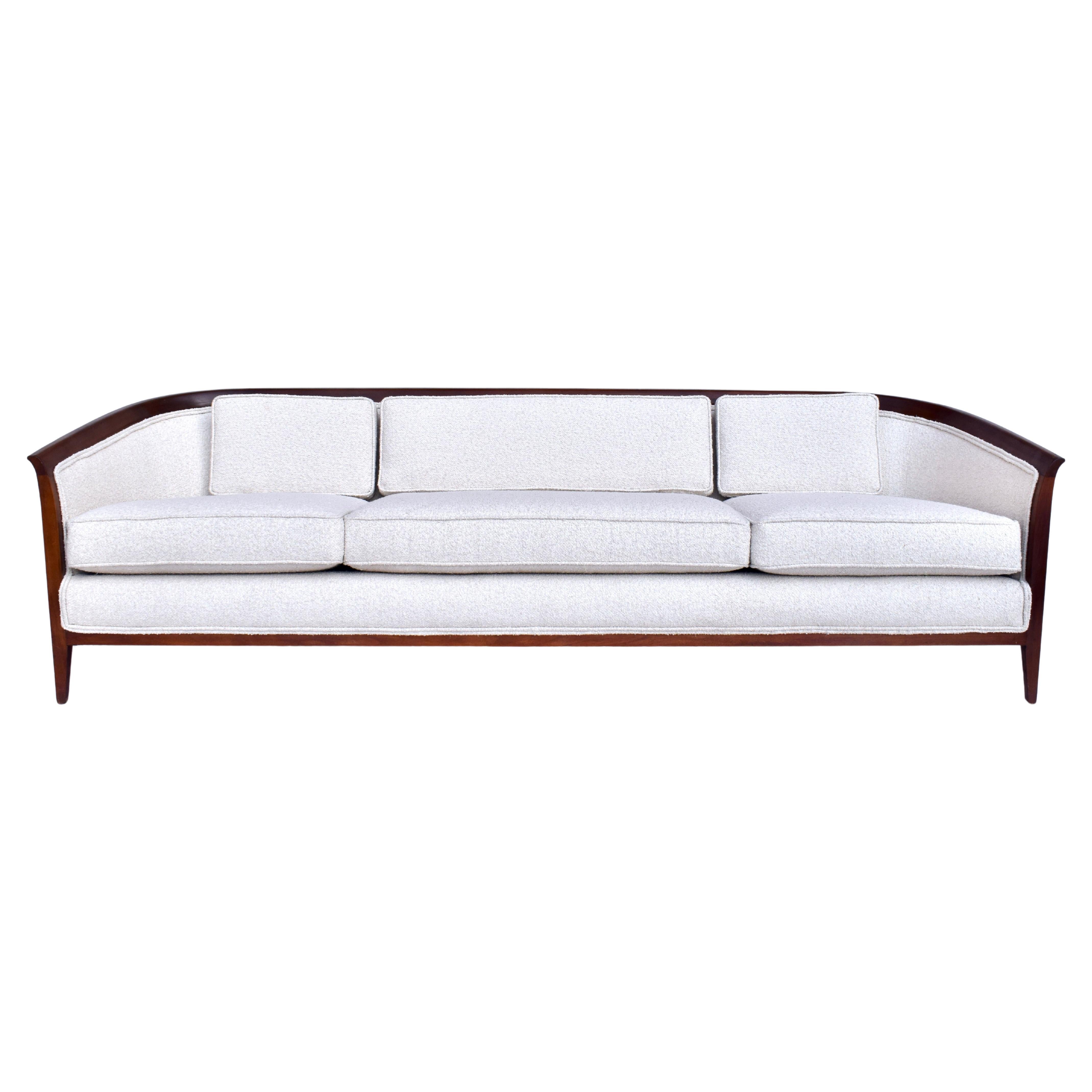 Sculpted Walnut Sofa by Erwin Lambeth For Sale