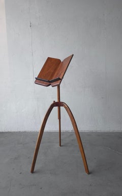 Sculpted Walnut Studio Craft Music Stand, Signed