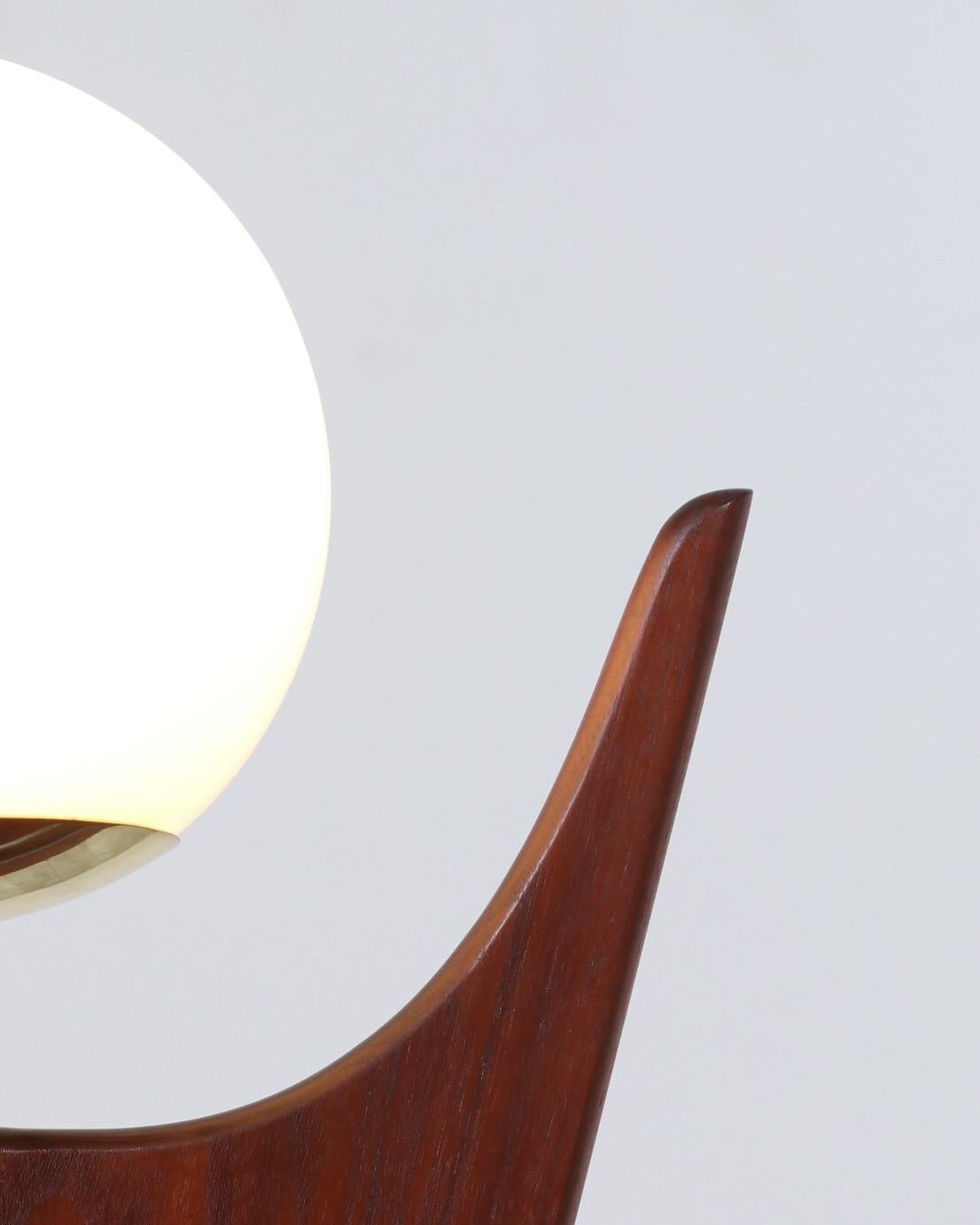 Mid-Century Modern Sculpted Walnut Table Lamp by Danish Modern LA