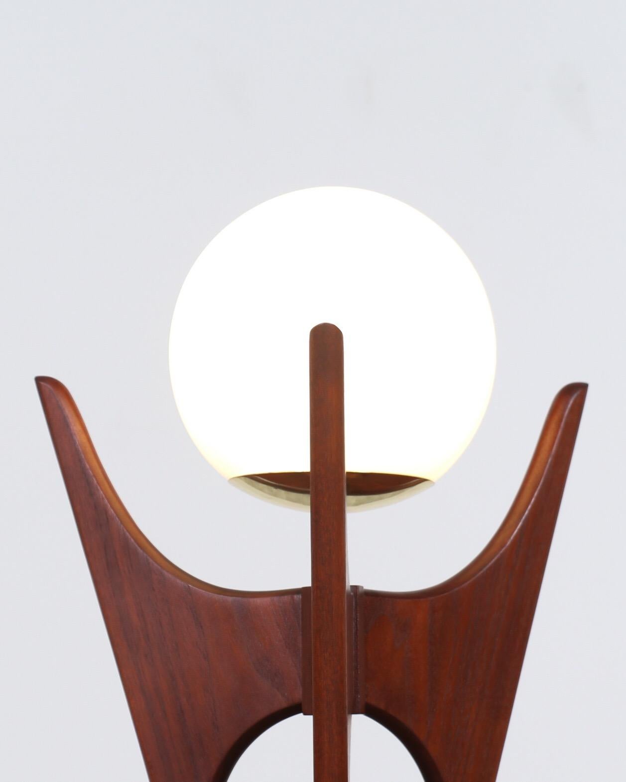 American Sculpted Walnut Table Lamp by Danish Modern LA
