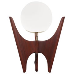 Sculpted Walnut Table Lamp by Danish Modern LA