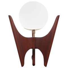 Sculpted Walnut Table Lamp by Danish Modern LA