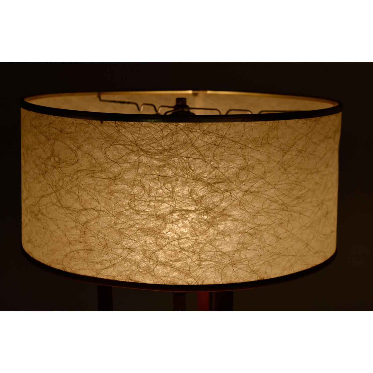 Mid-20th Century Sculpted Walnut with Brass Rod Modeline Style Mid-Century Modern Lamp