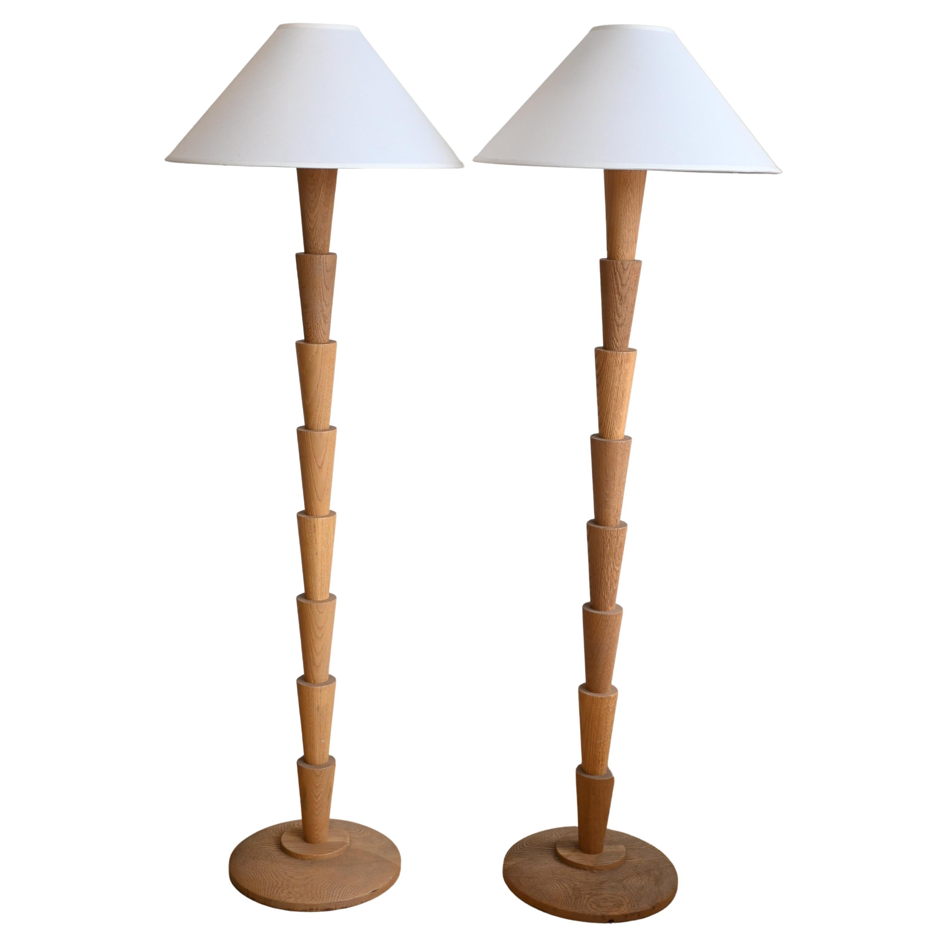 Sculpted White Oak Floor Lamps