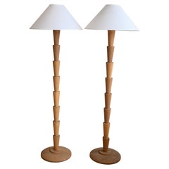 Sculpted White Oak Floor Lamps