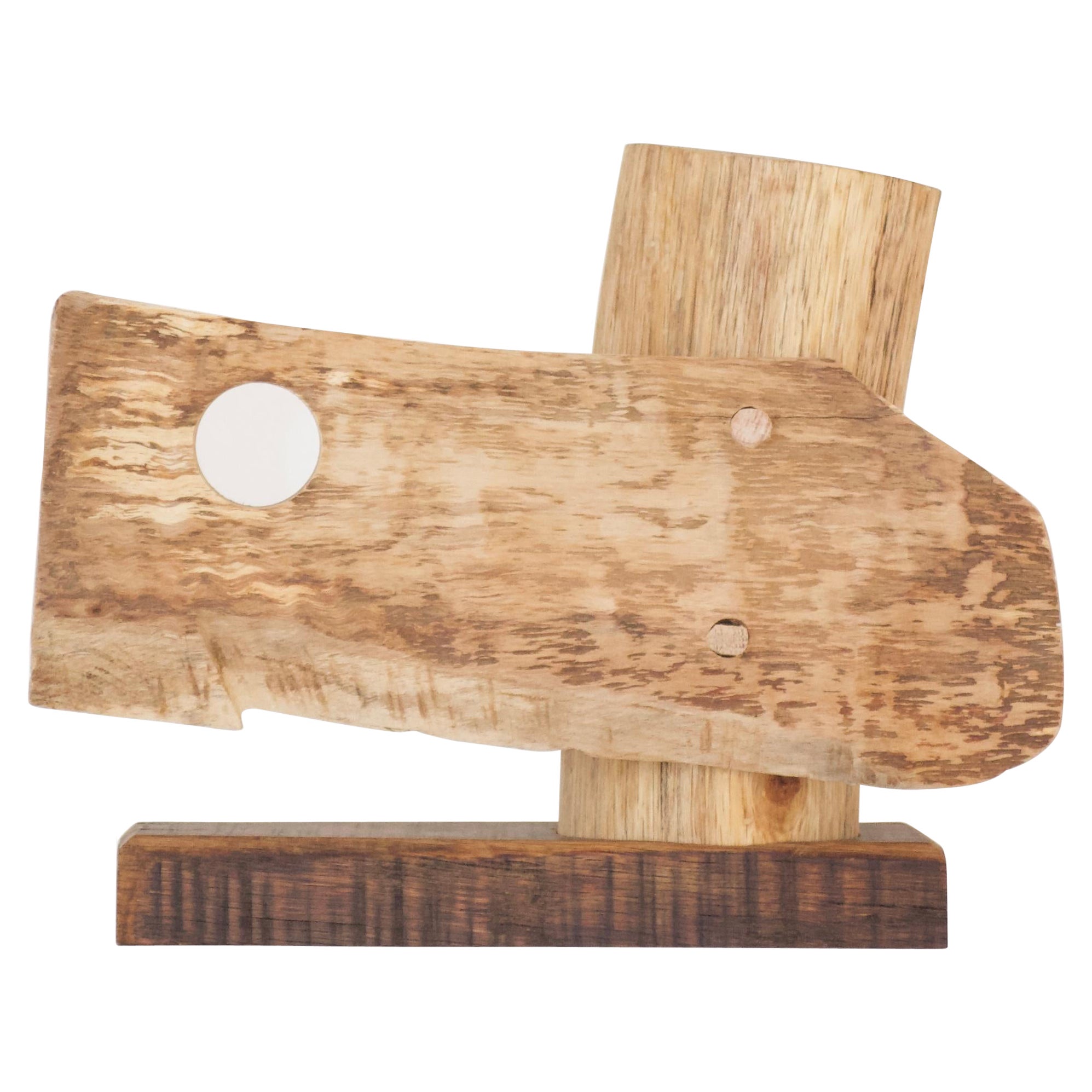 Lampe aus geschnitztem Holz von Degivry, Frankreich im Angebot