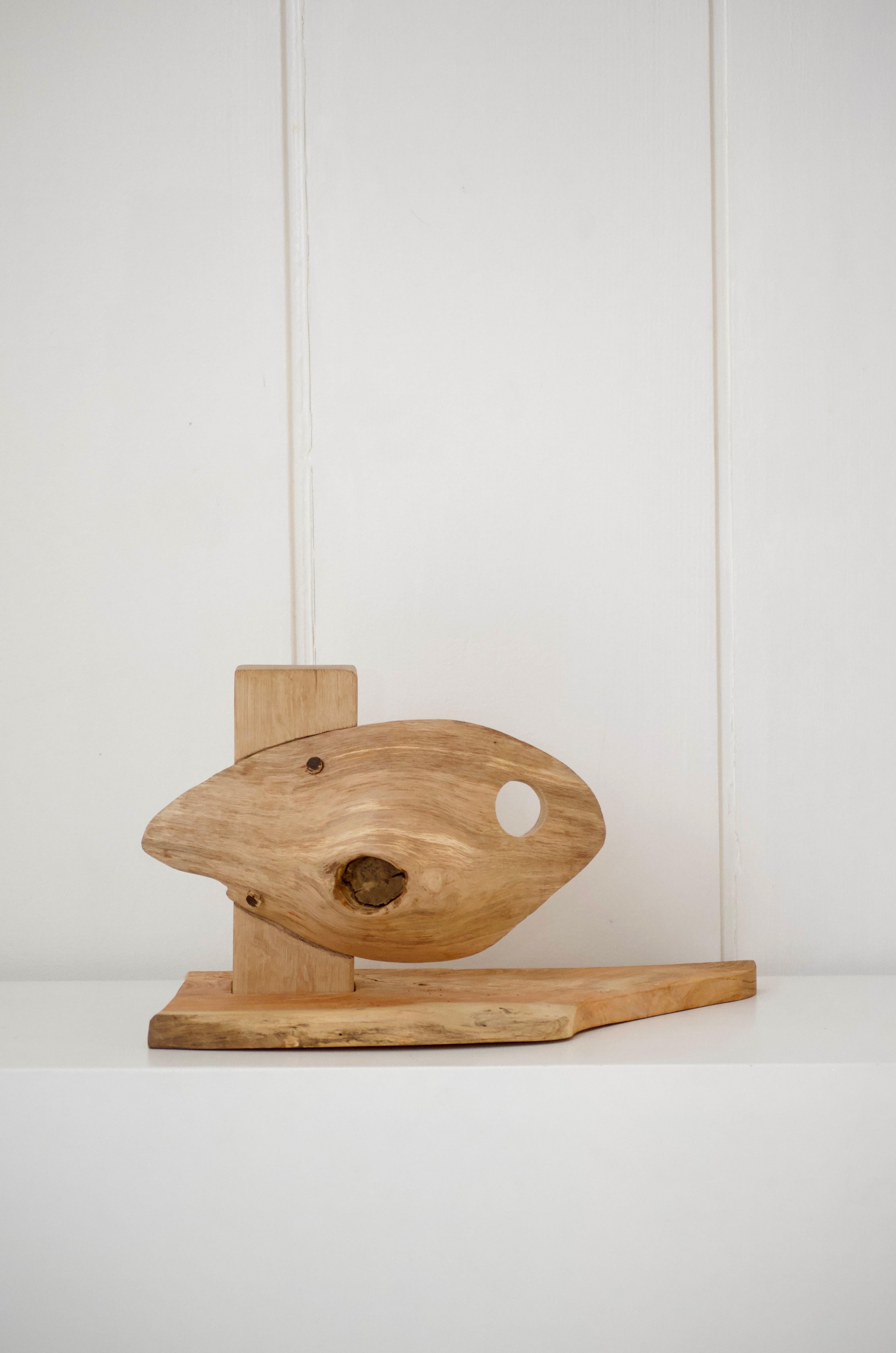 Lámpara de madera esculpida de Degivry - Madera de nogal y roble - Francia Posmoderno en venta