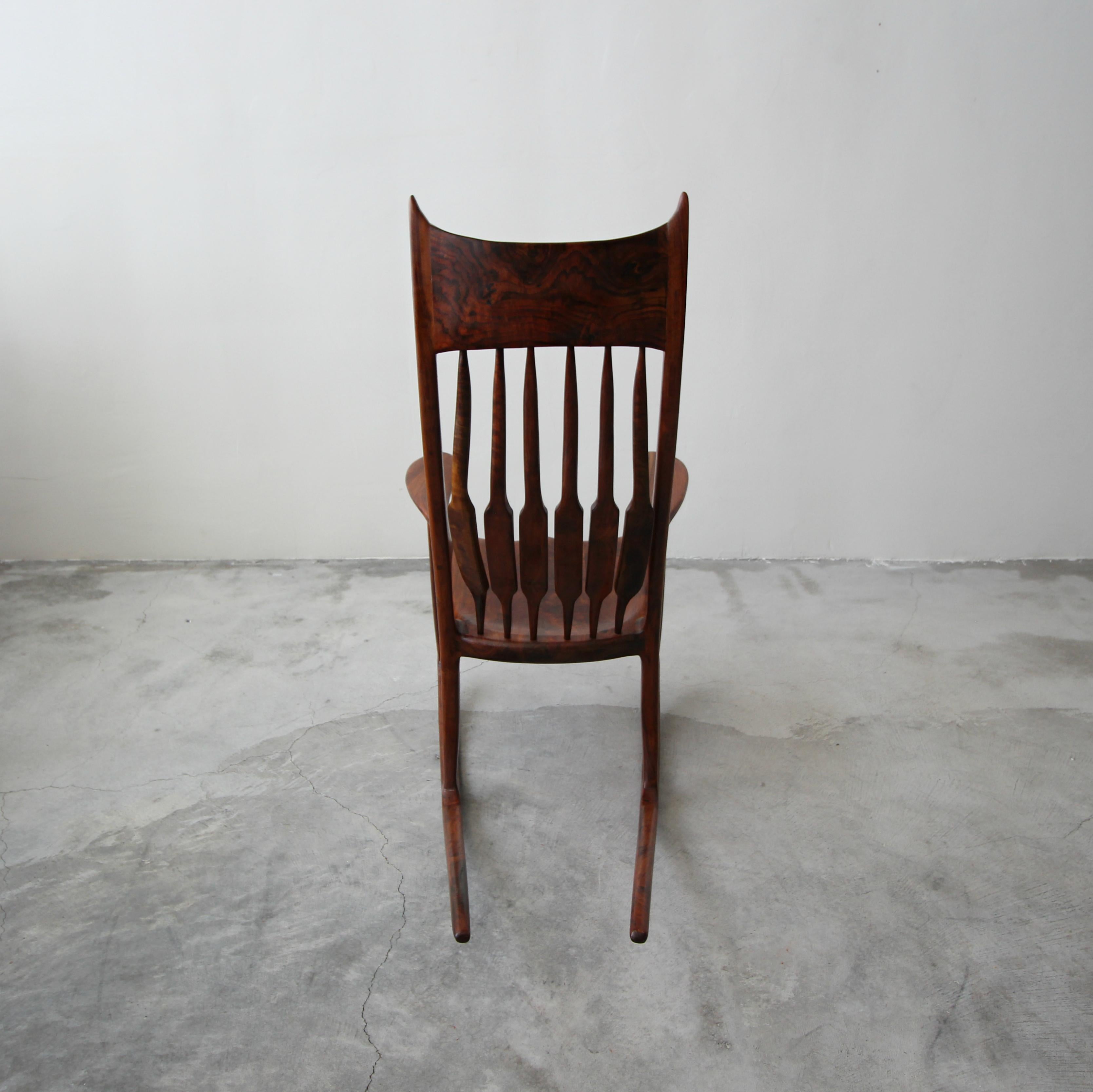20th Century Sculpted Wood Studio Rocking Chair after Sam Maloof