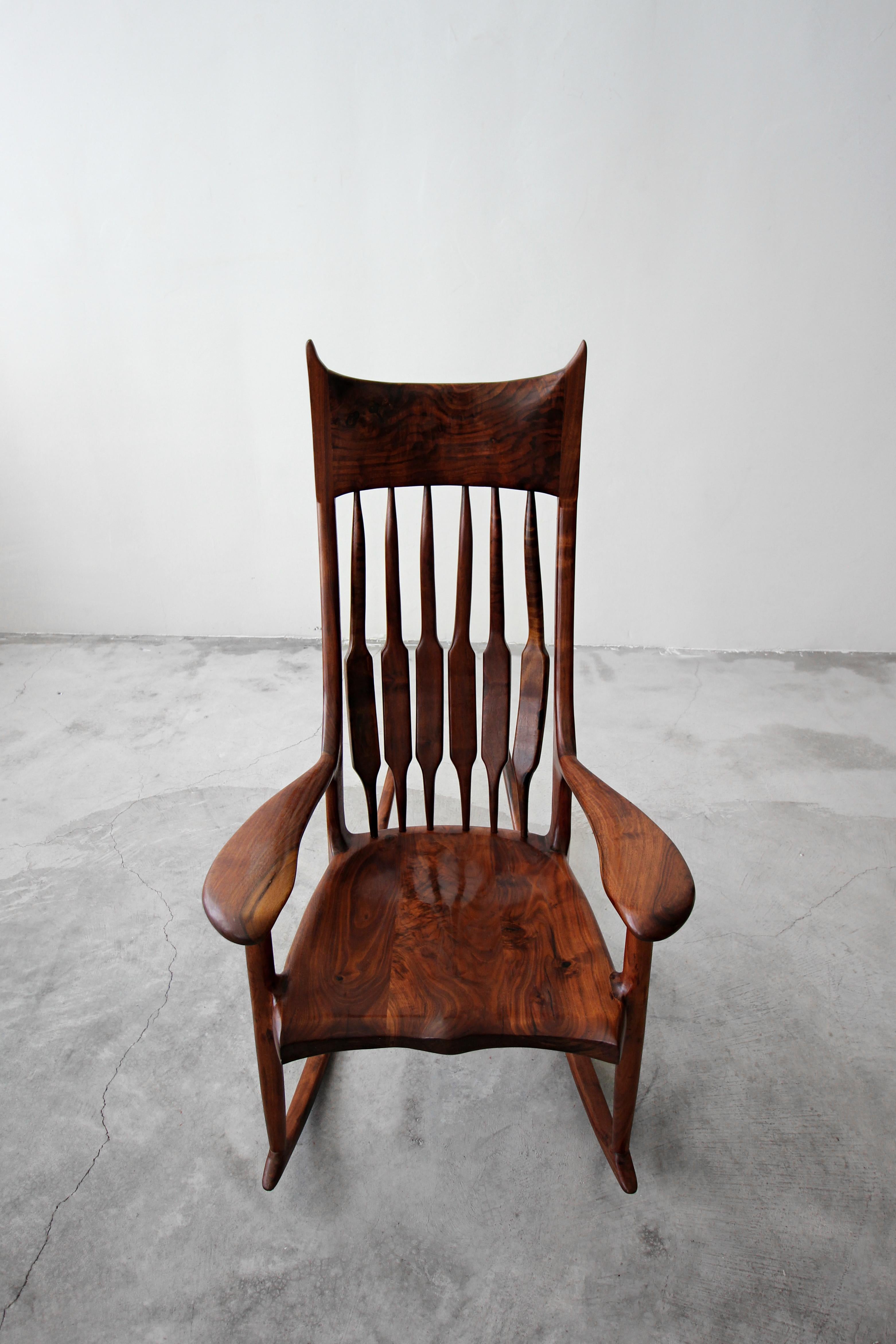 Sculpted Wood Studio Rocking Chair after Sam Maloof In Excellent Condition In Las Vegas, NV