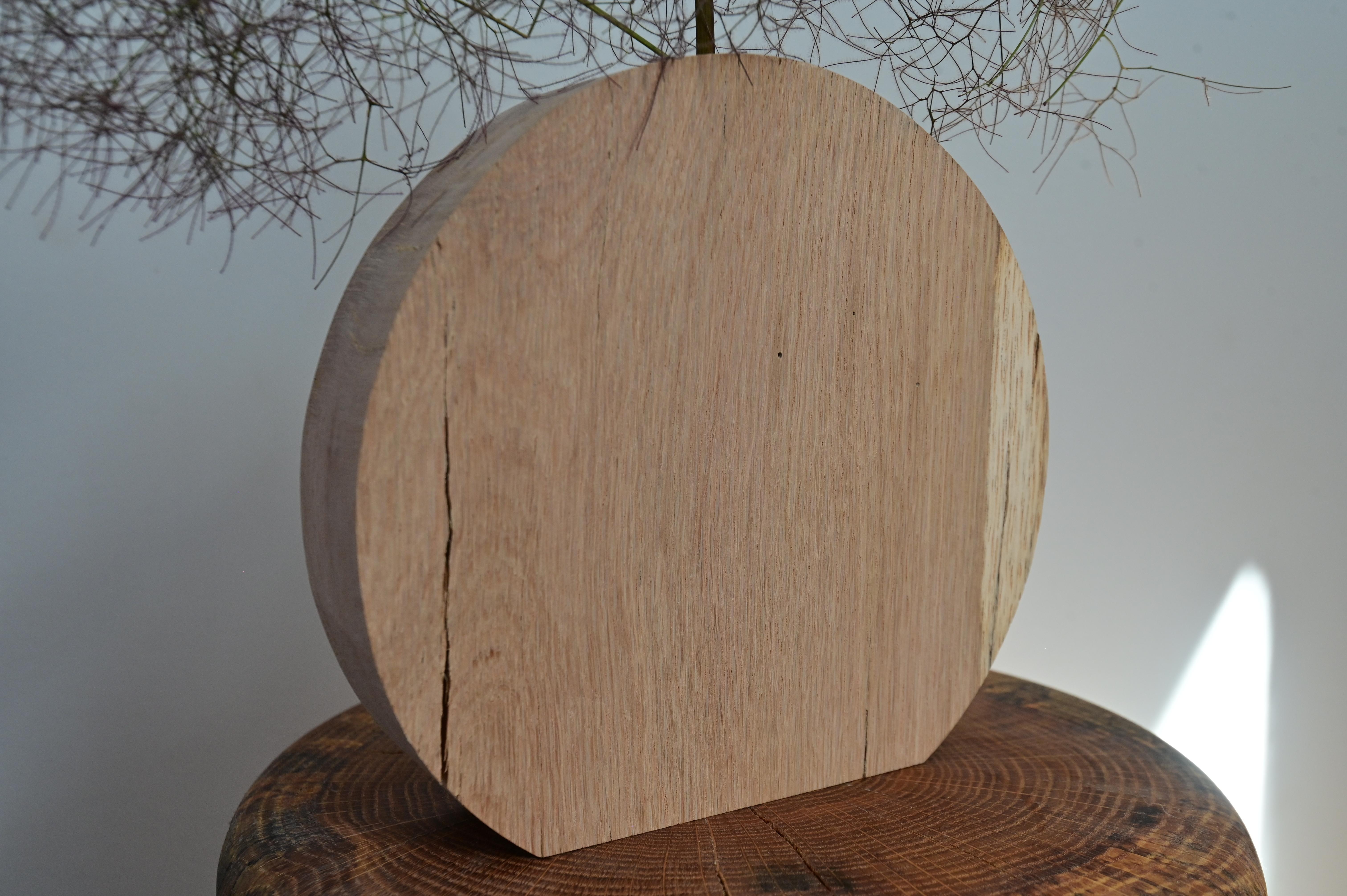 Contemporary Sculpted Wooden Oak Vase For Sale
