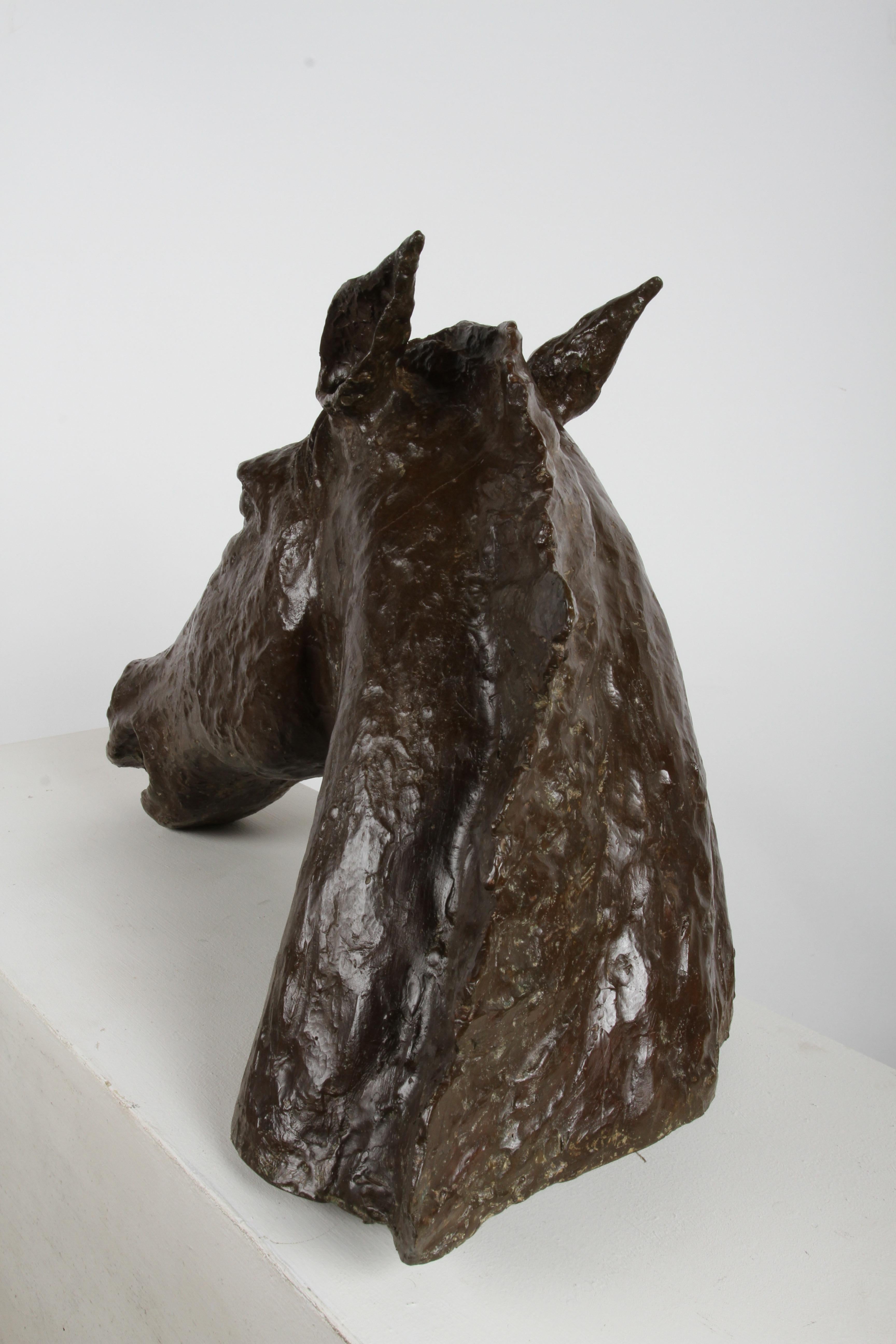 Sculptor & Artist Tom Bill - Unique Life Size Lost Wax Bronze Horse Head Bust For Sale 7