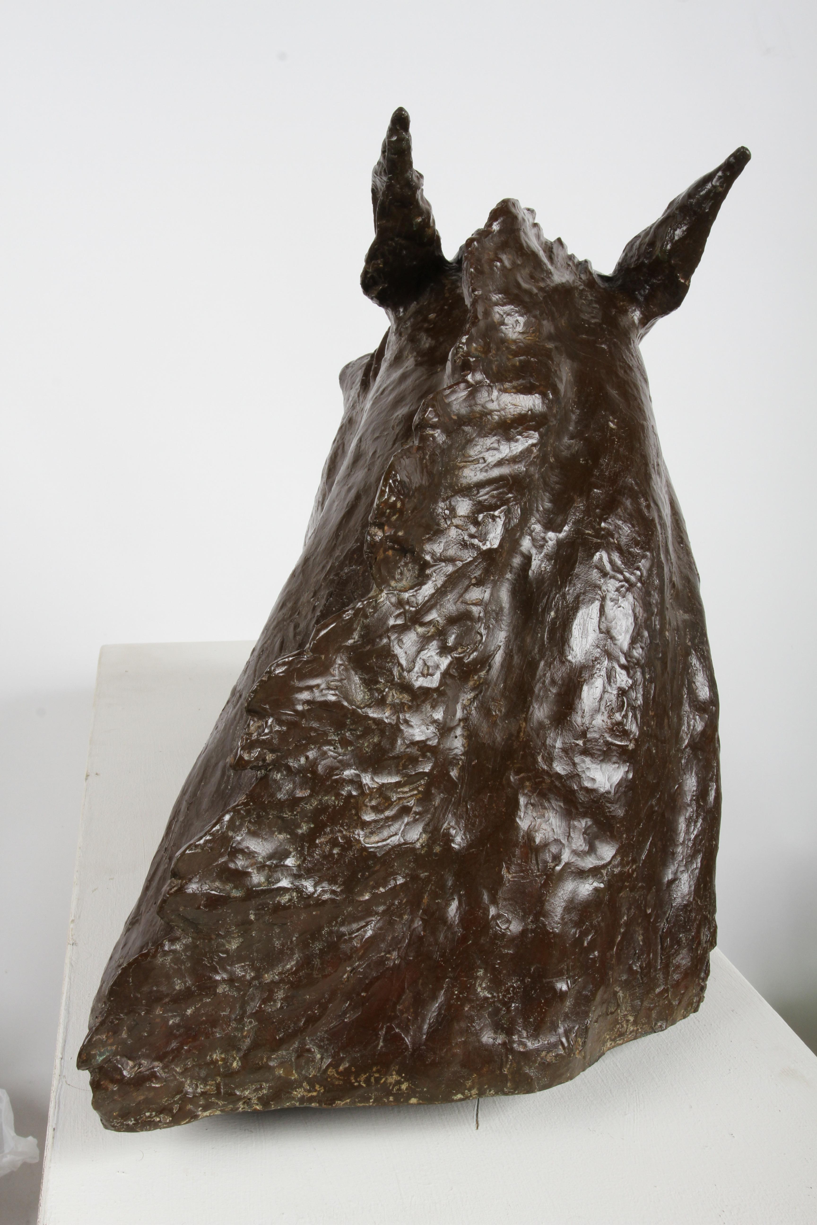 Sculptor & Artist Tom Bill - Unique Life Size Lost Wax Bronze Horse Head Bust For Sale 8