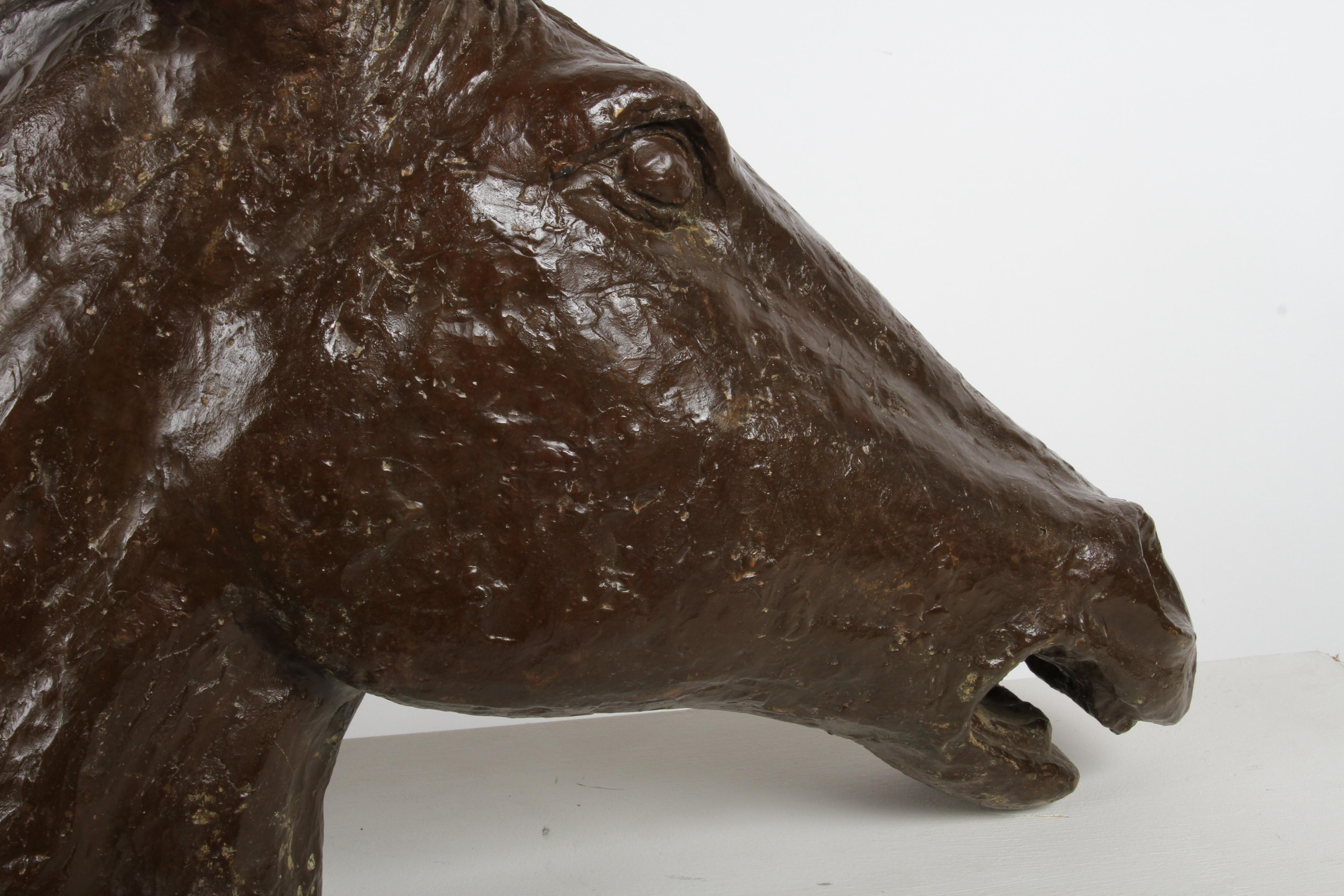 Sculptor & Artist Tom Bill - Unique Life Size Lost Wax Bronze Horse Head Bust For Sale 10