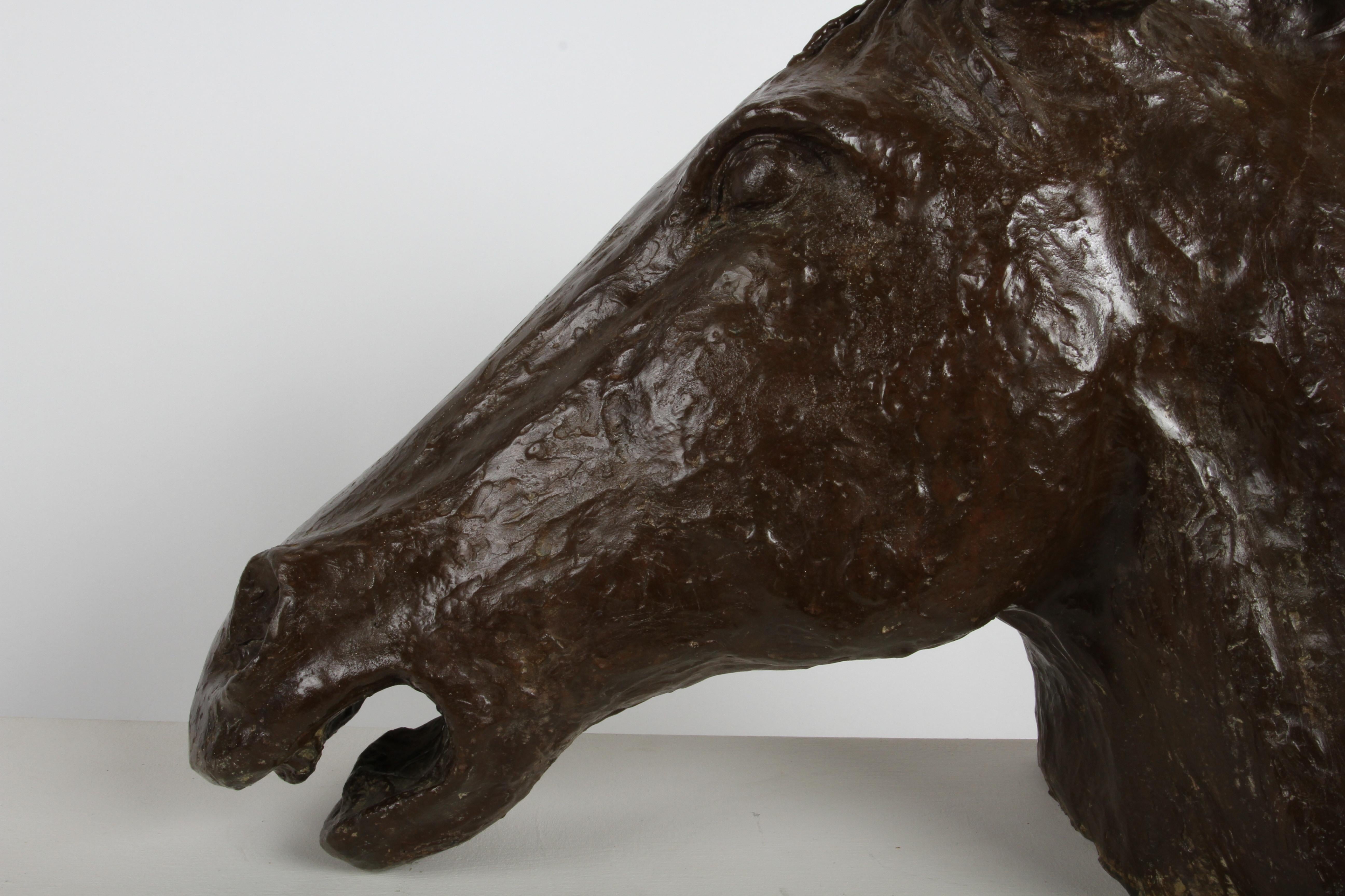 Sculptor & Artist Tom Bill - Unique Life Size Lost Wax Bronze Horse Head Bust In Good Condition For Sale In St. Louis, MO