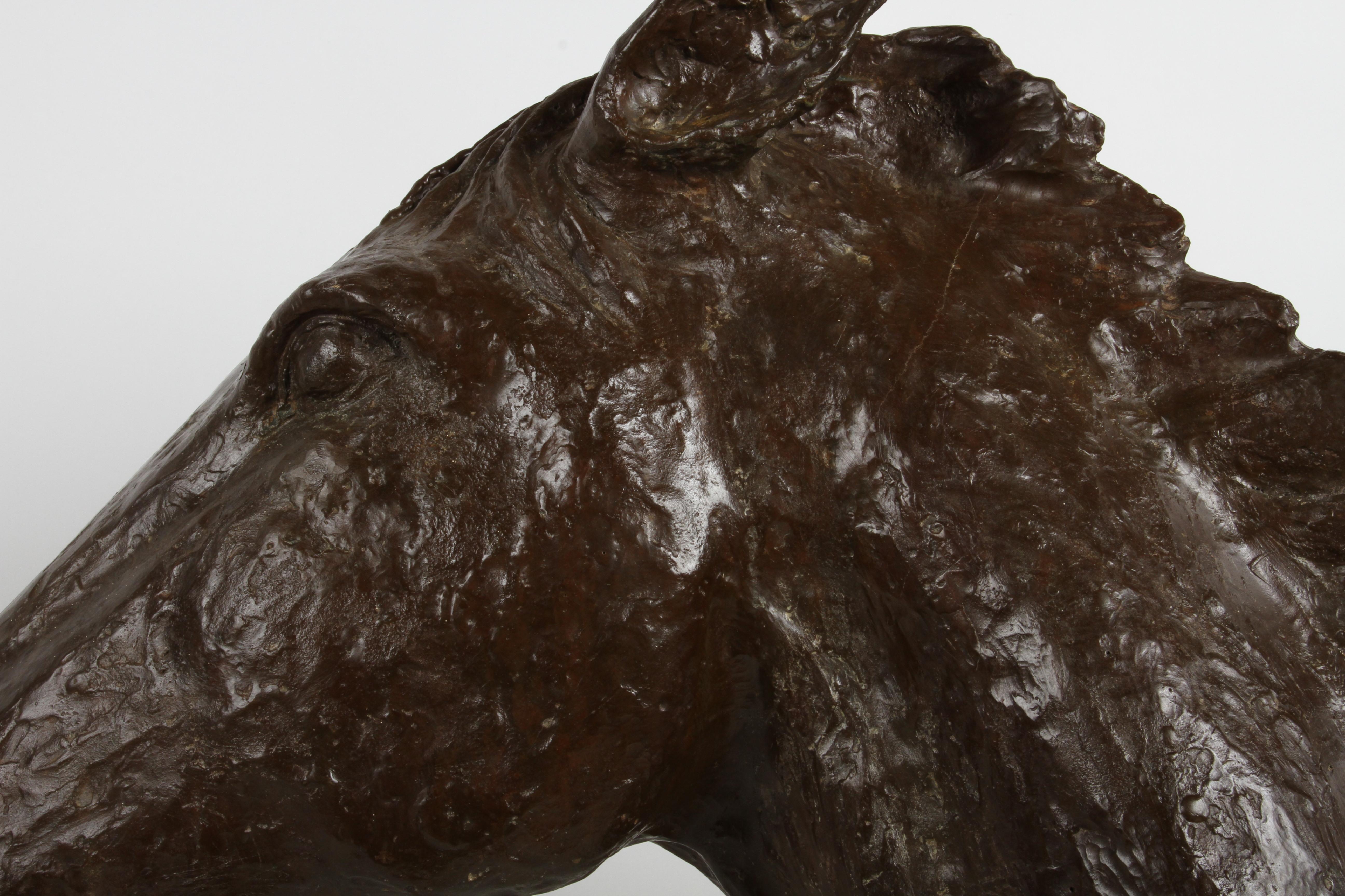 Sculptor & Artist Tom Bill - Unique Life Size Lost Wax Bronze Horse Head Bust For Sale 1