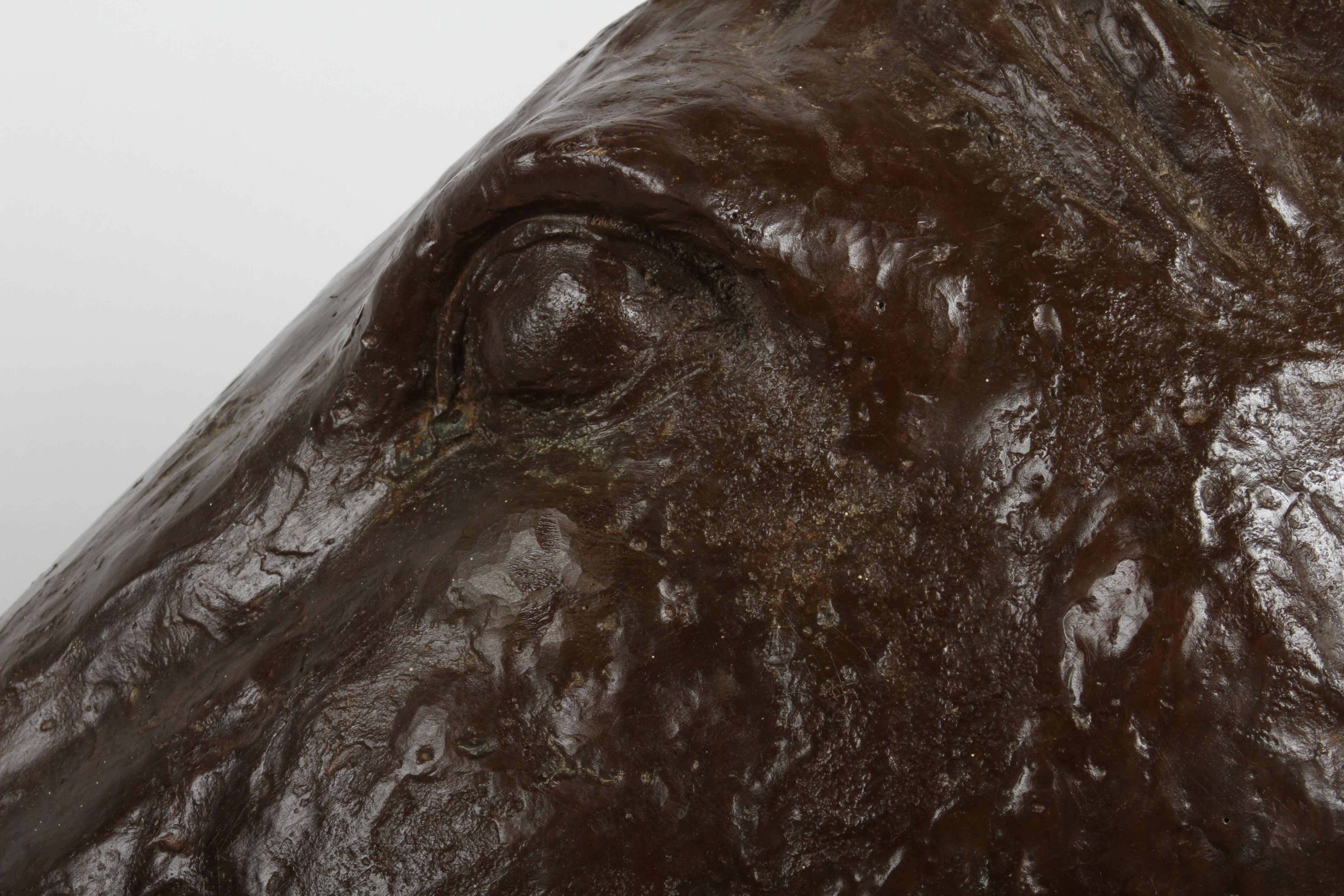 Sculptor & Artist Tom Bill - Unique Life Size Lost Wax Bronze Horse Head Bust For Sale 2