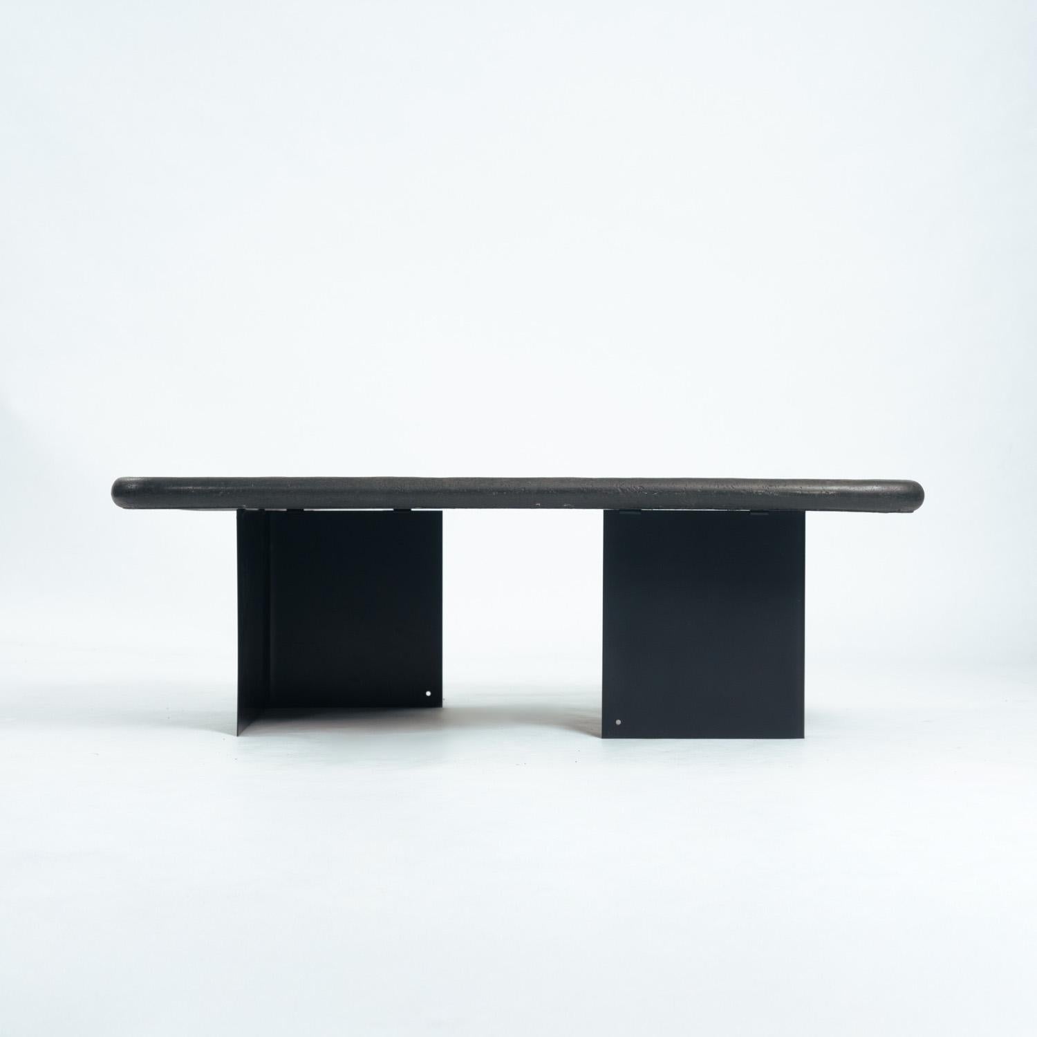 Dutch Sculptor Paul Kingma center mozaic coffeetable with slate and gemstones, 1988 For Sale