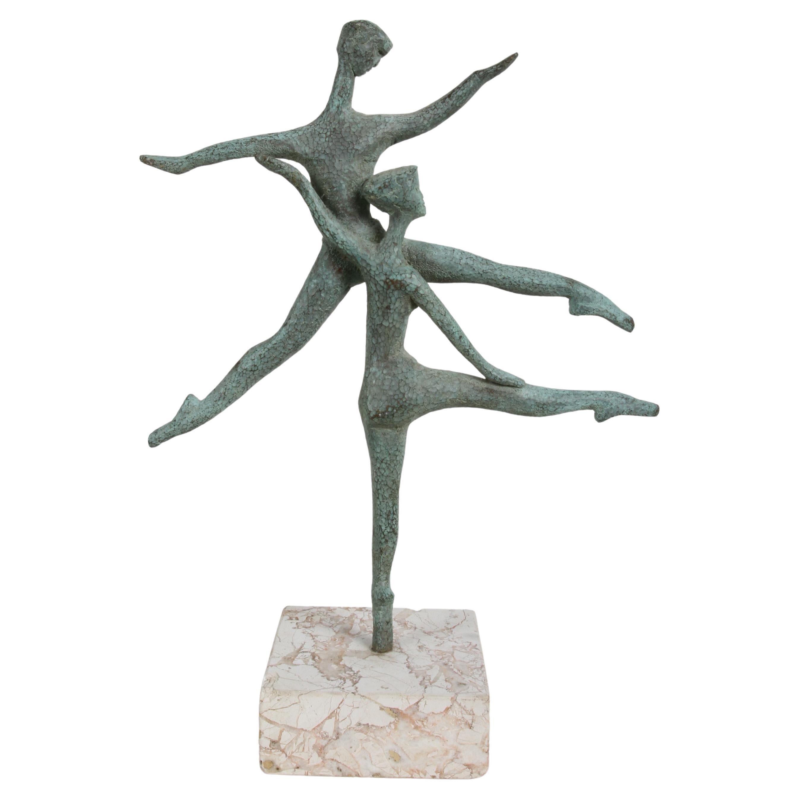 Sculptor Ruth Keller Schweiss Unique Bronze "Dancers" Sculpture on Marble Base