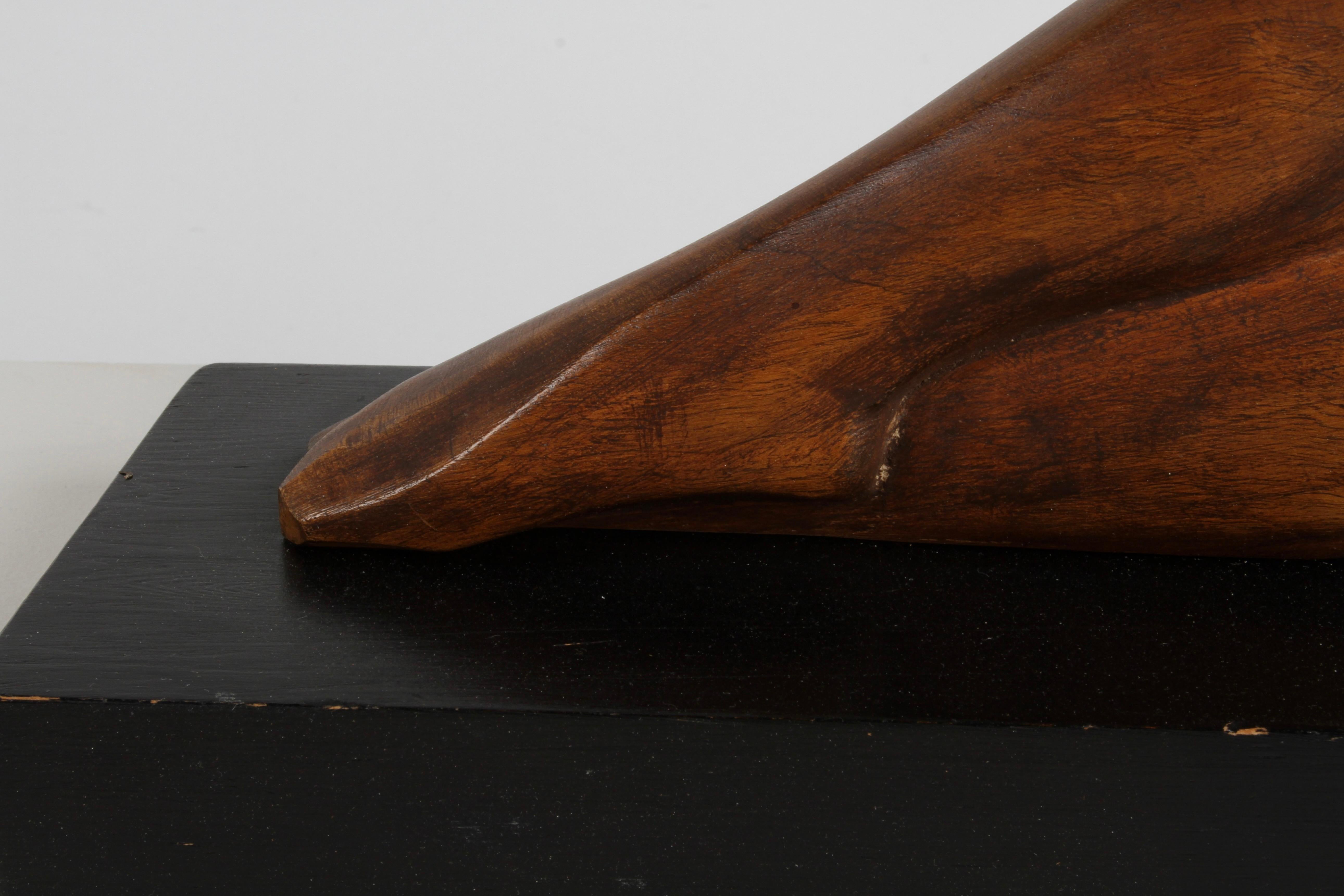 Hand-Carved Sculptor William Conrad Severson 1950's Carved Sculpture Reclining Nude Female For Sale