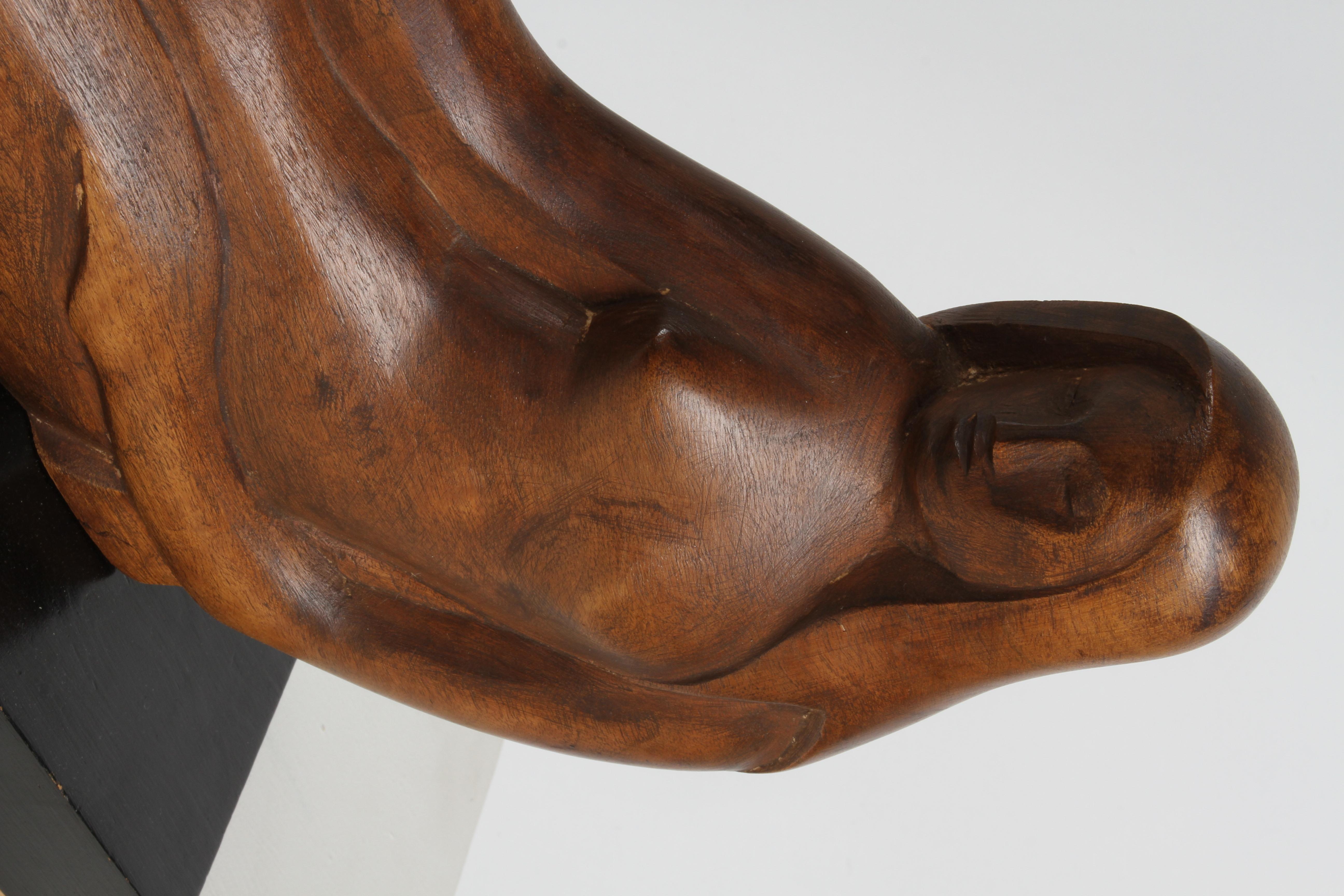 Sculptor William Conrad Severson 1950's Carved Sculpture Reclining Nude Female In Good Condition For Sale In St. Louis, MO