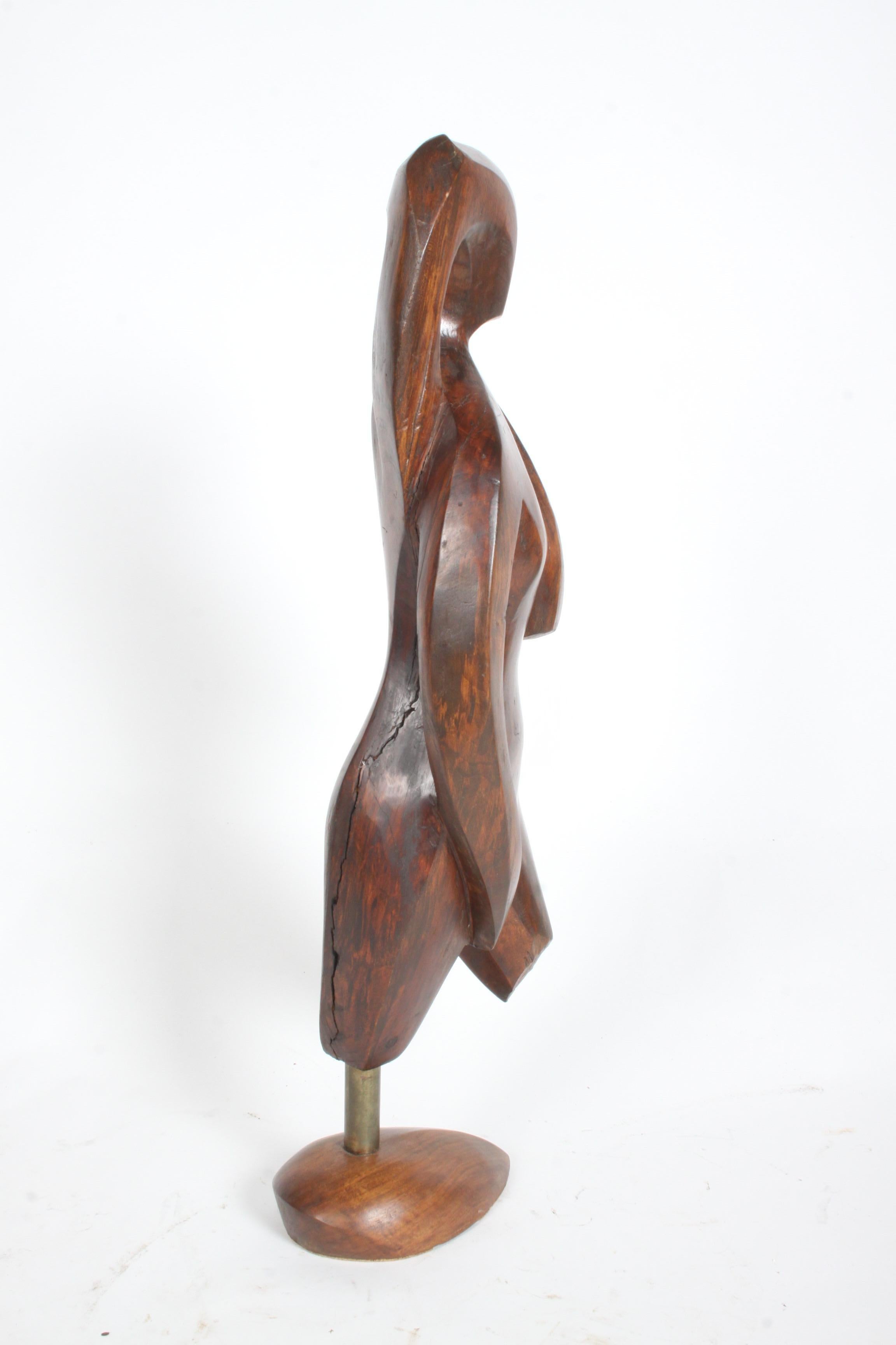Wood Sculptor William Conrad Severson Early 1956 Carved Sculpture of Nude Female  MCM For Sale