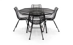 Sculptura Outdoor Dining Table with Four Chairs by Russel Woodard, Restored