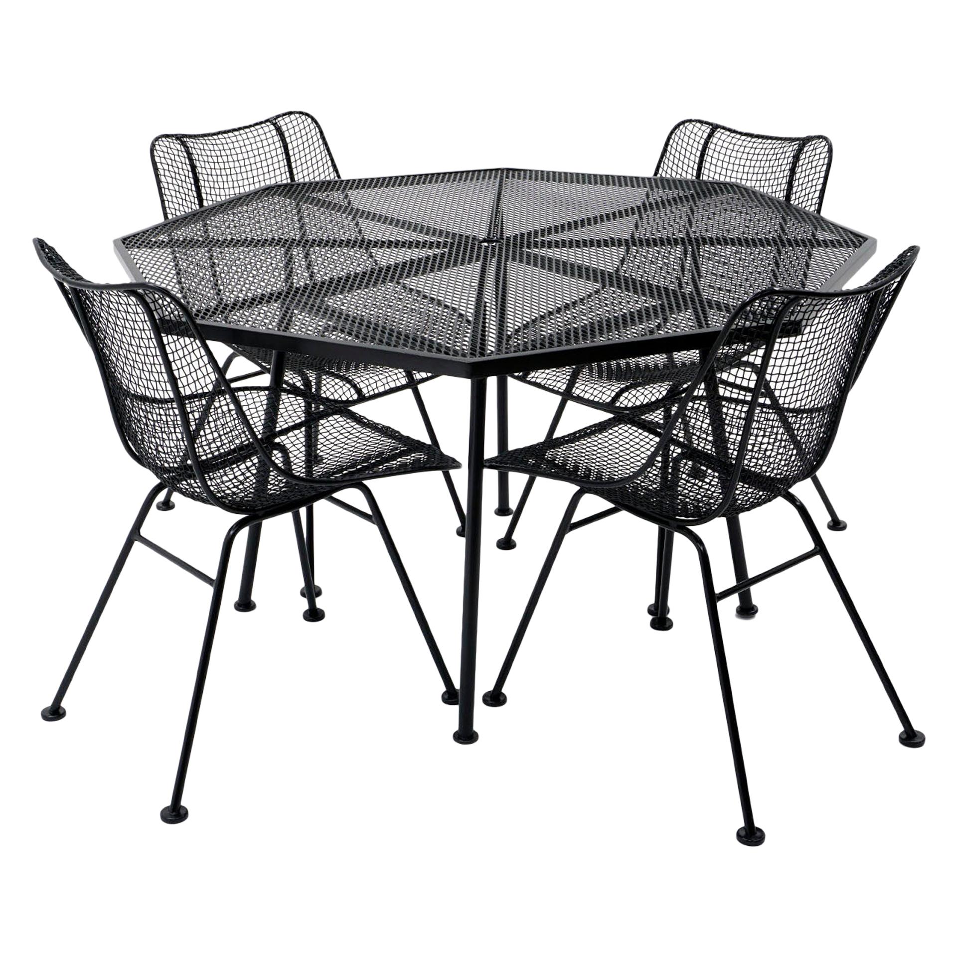 Sculptura Outdoor Dining Table with Four Chairs by Russel Woodard, Restored