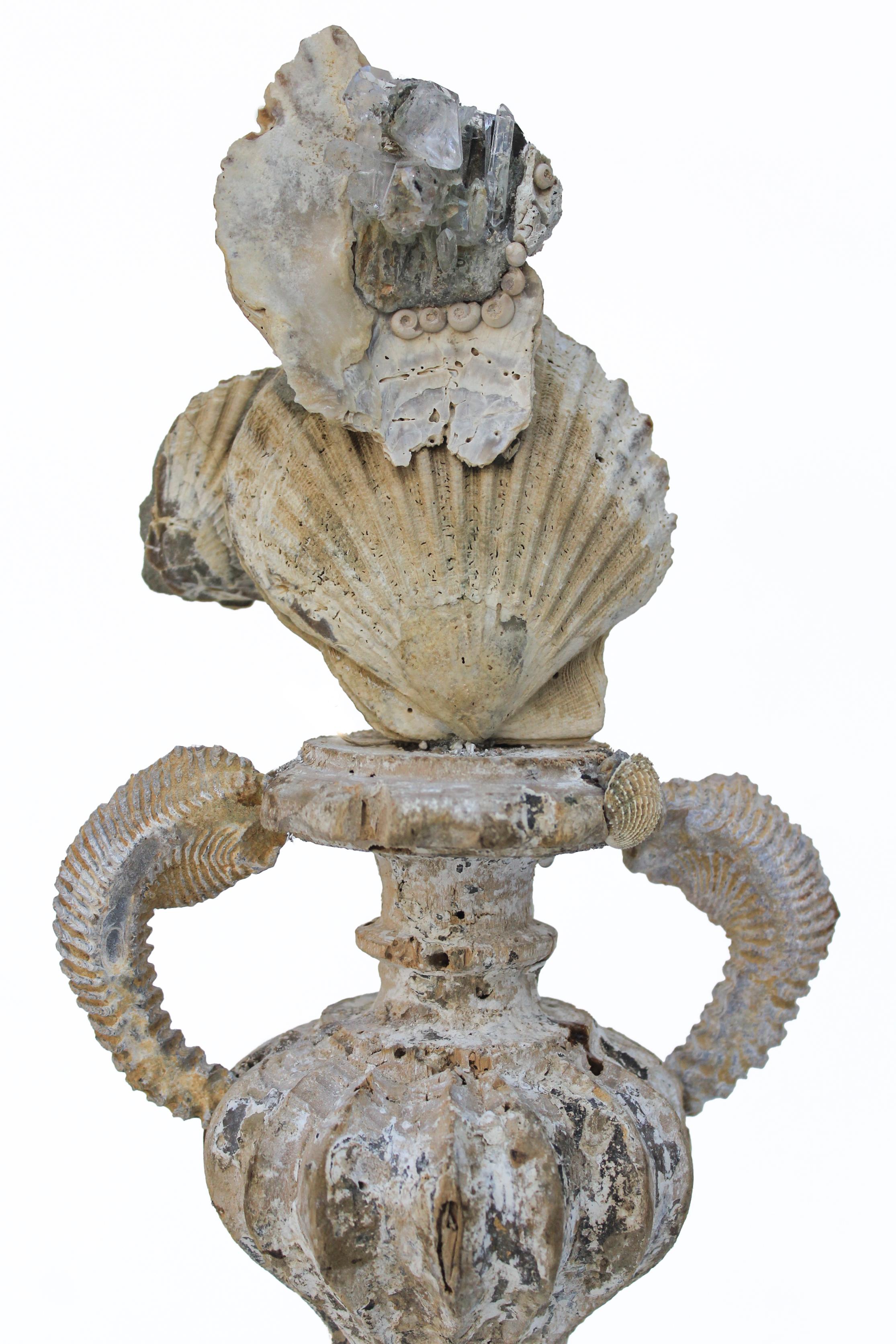 Rococo 18th Century 'Florence Fragment' Vase with Chesapecten Shells & Faden Crystals For Sale