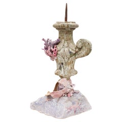 Sculptural 17th Century Italian Fragment Mounted on Rubellite and Lepidolite