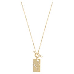Casey Perez Sculptural 18k gold diamond toggle bar necklace with tiered detail