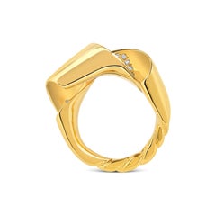 Sculptural 18k Gold and White Diamond Maar Ring