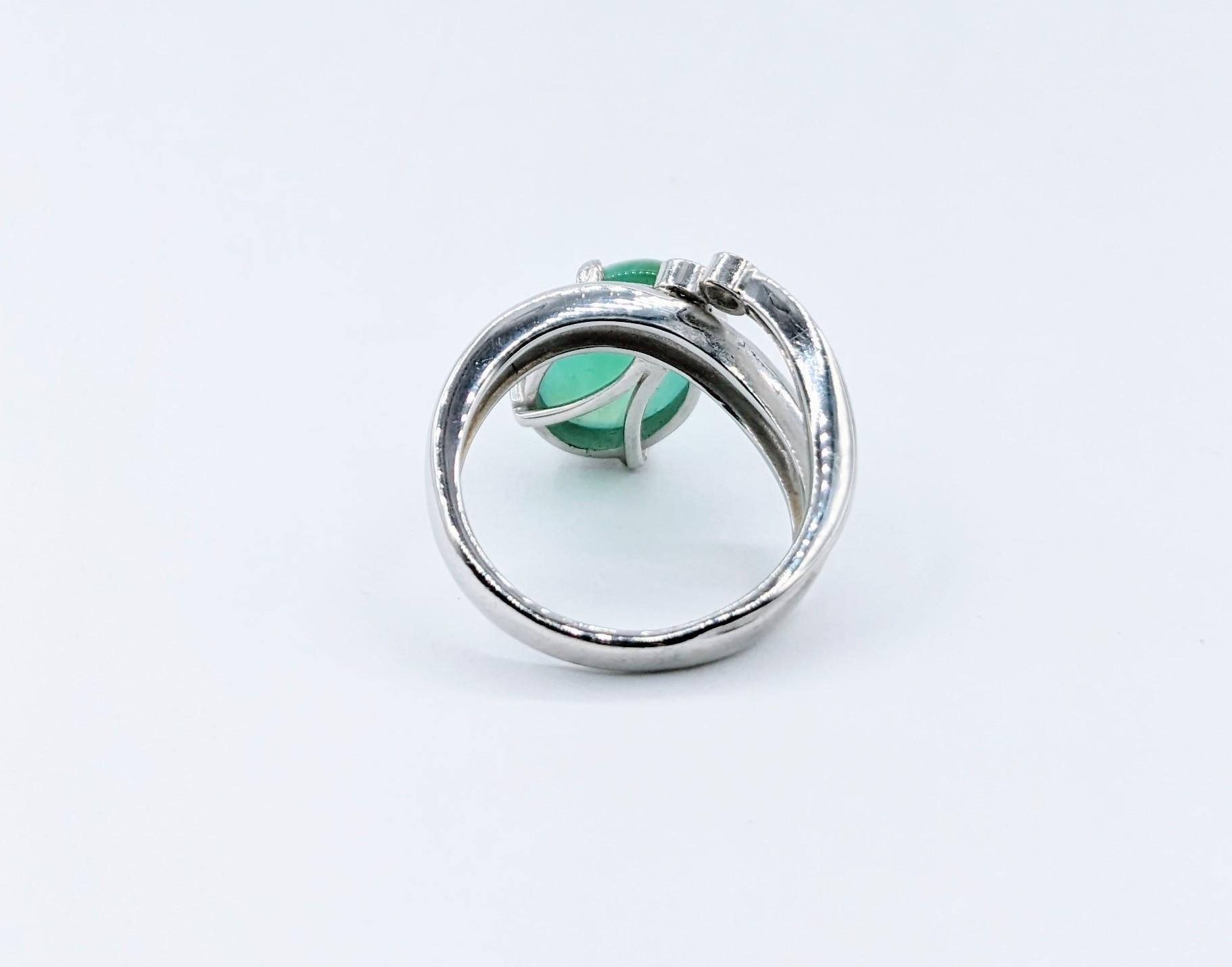 Sculptural 18k Jade & Diamond Cocktail Ring For Sale 1