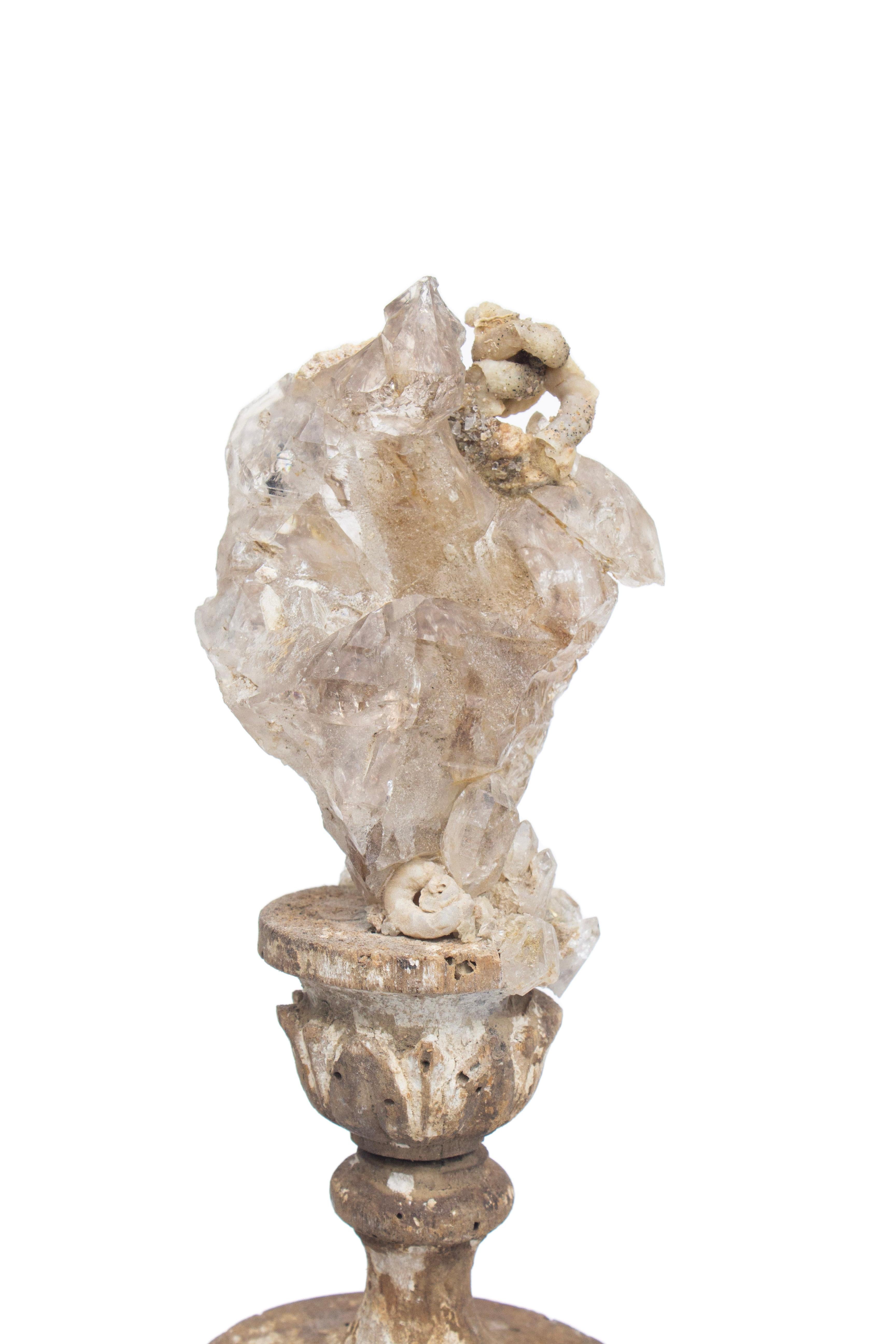Rococo Sculptural 18th Century 'Florence Fragment' with a Fossil Shell and Crystal Base For Sale