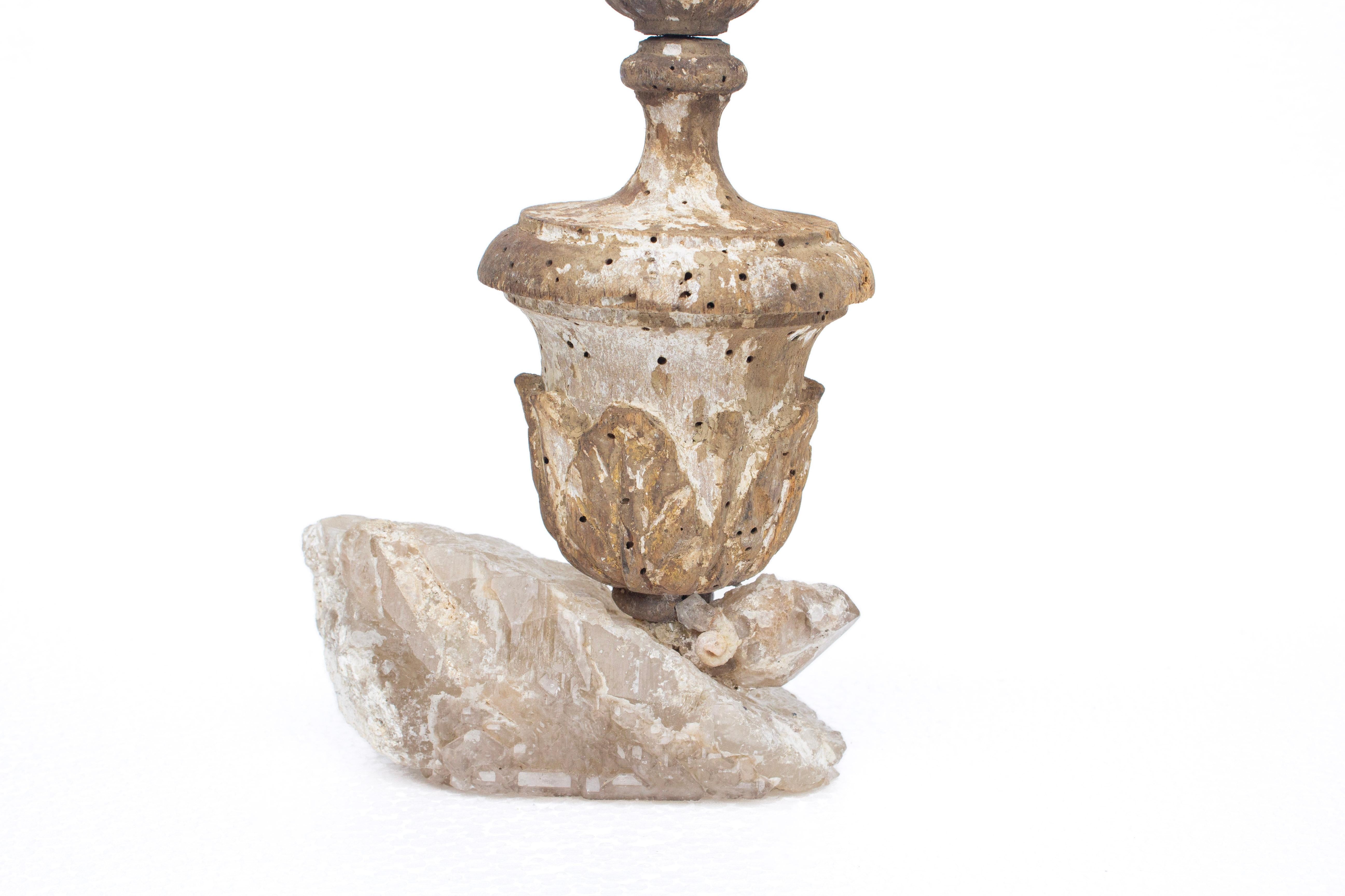 Italian Sculptural 18th Century 'Florence Fragment' with a Fossil Shell and Crystal Base For Sale