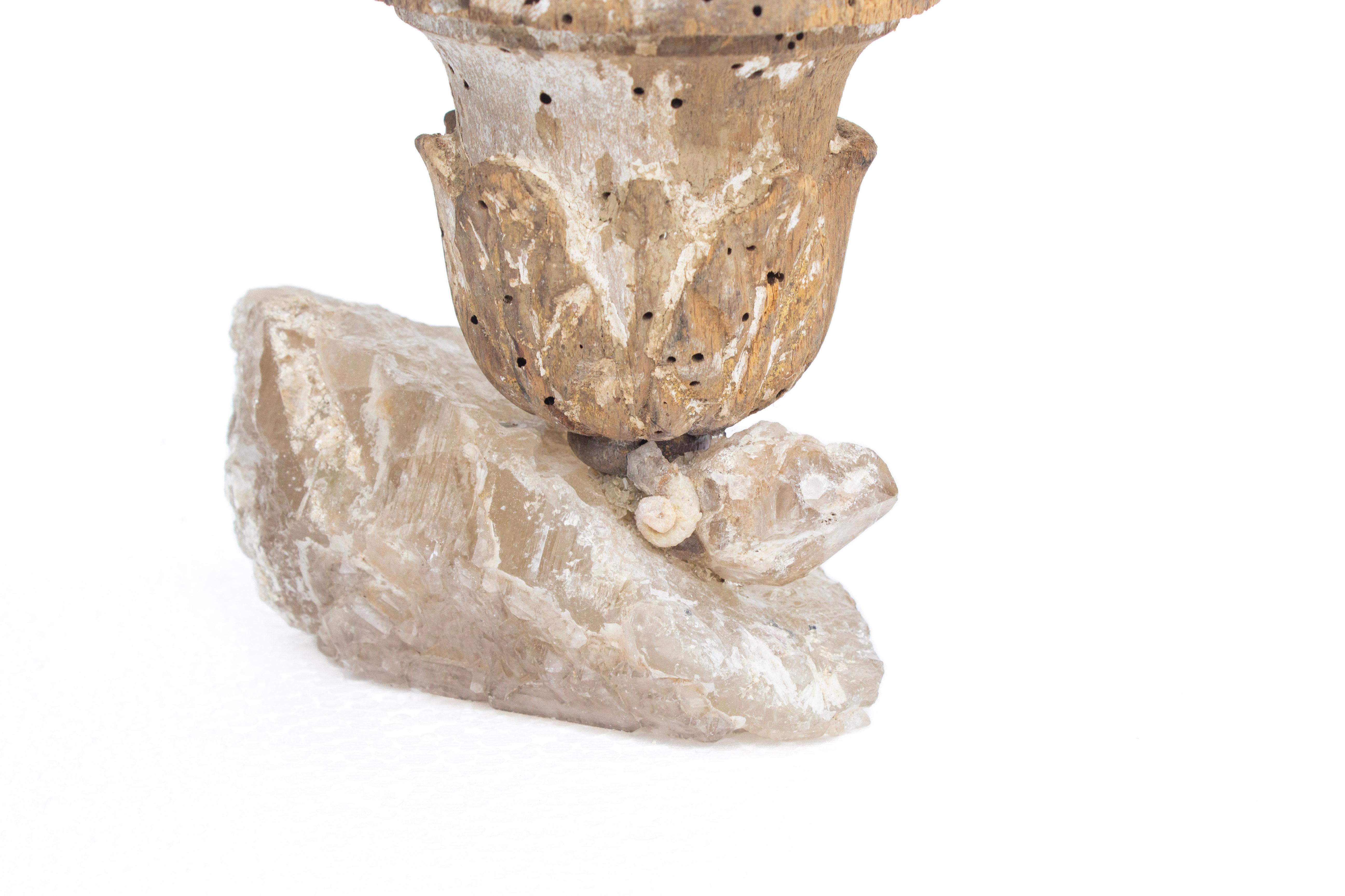 Hand-Carved Sculptural 18th Century 'Florence Fragment' with a Fossil Shell and Crystal Base For Sale