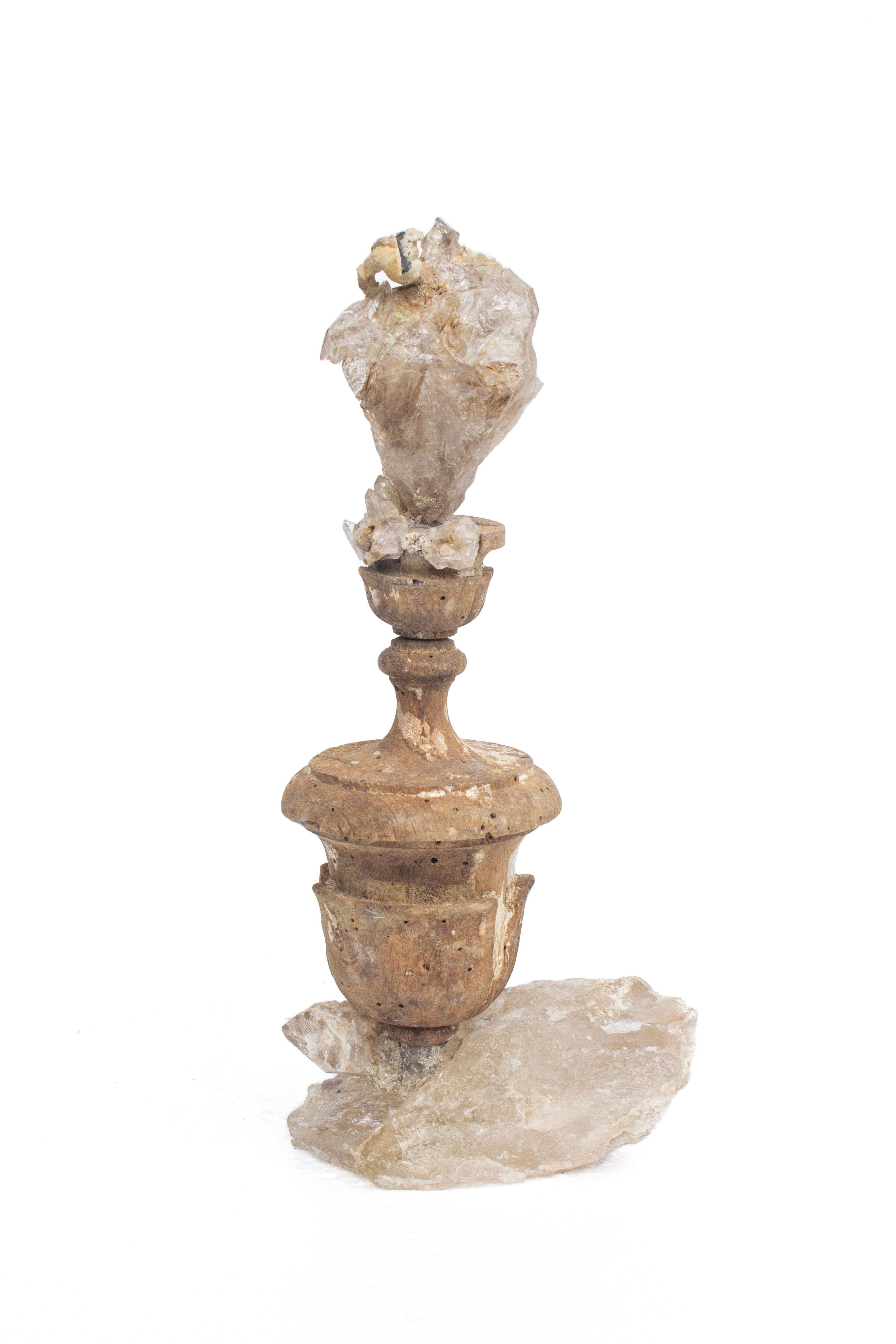 18th Century and Earlier Sculptural 18th Century 'Florence Fragment' with a Fossil Shell and Crystal Base For Sale