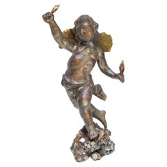 Sculptural 18th Century Italian Angel Mounted on a Mica Cluster with Mica Wings
