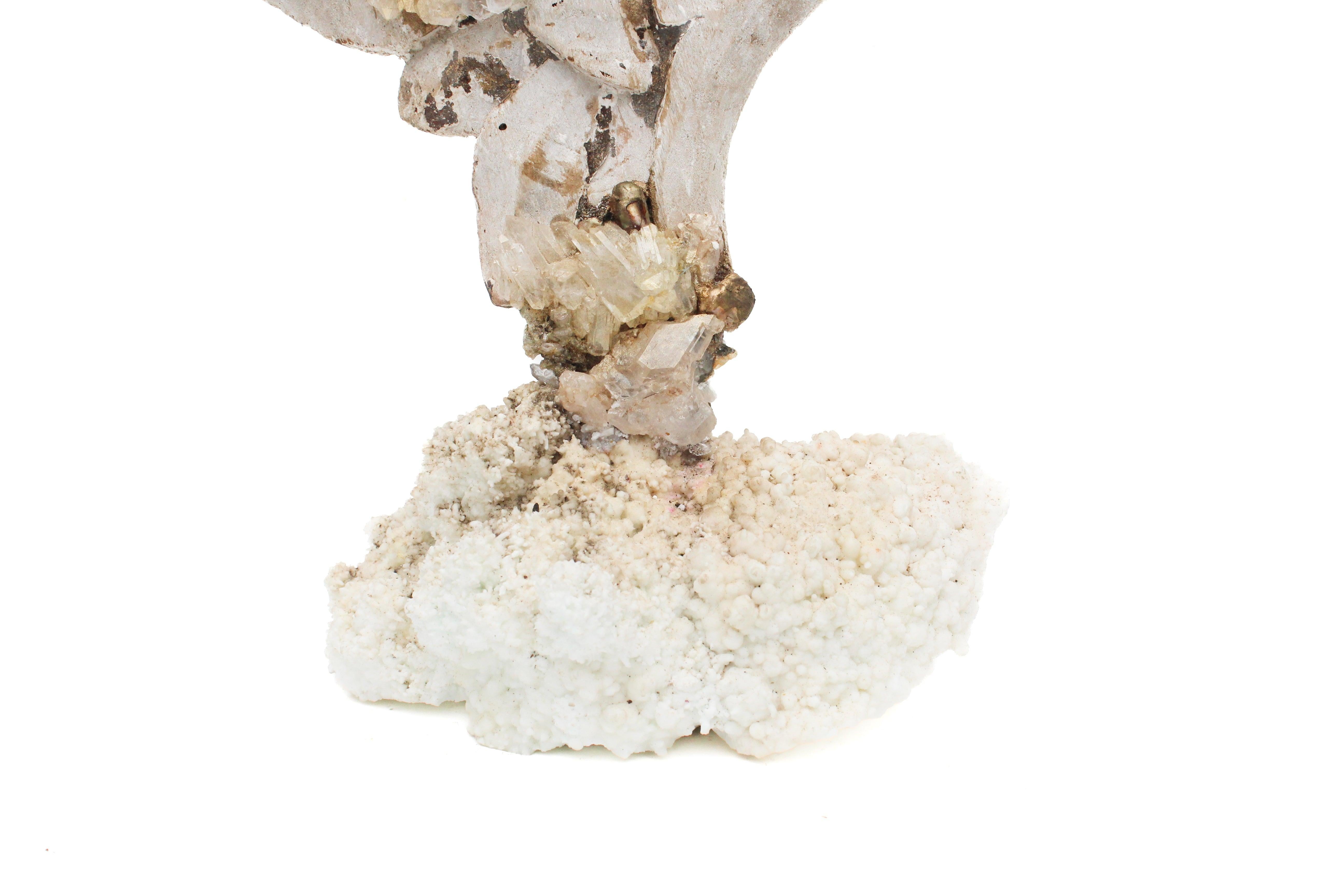 18th Century and Earlier Sculptural 18th Century Italian Angel Wing with Aragonite and Faden Crystals For Sale
