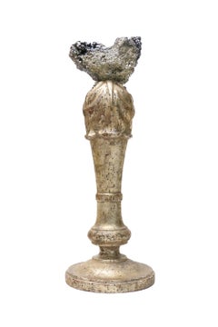 Sculptural 18th Century Italian Candlestick Fragment with Galena and Pyrite