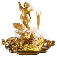 Sculptural 18th Century Italian Crown with Gilded Angel Fragments and Aragonite